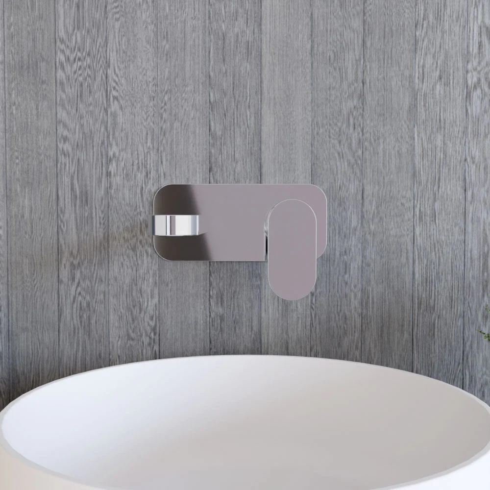 Enville Round Wall Mount 2 Tap Hole Basin Mixer Tap & Back Plate - Choice of Finish - Image 9