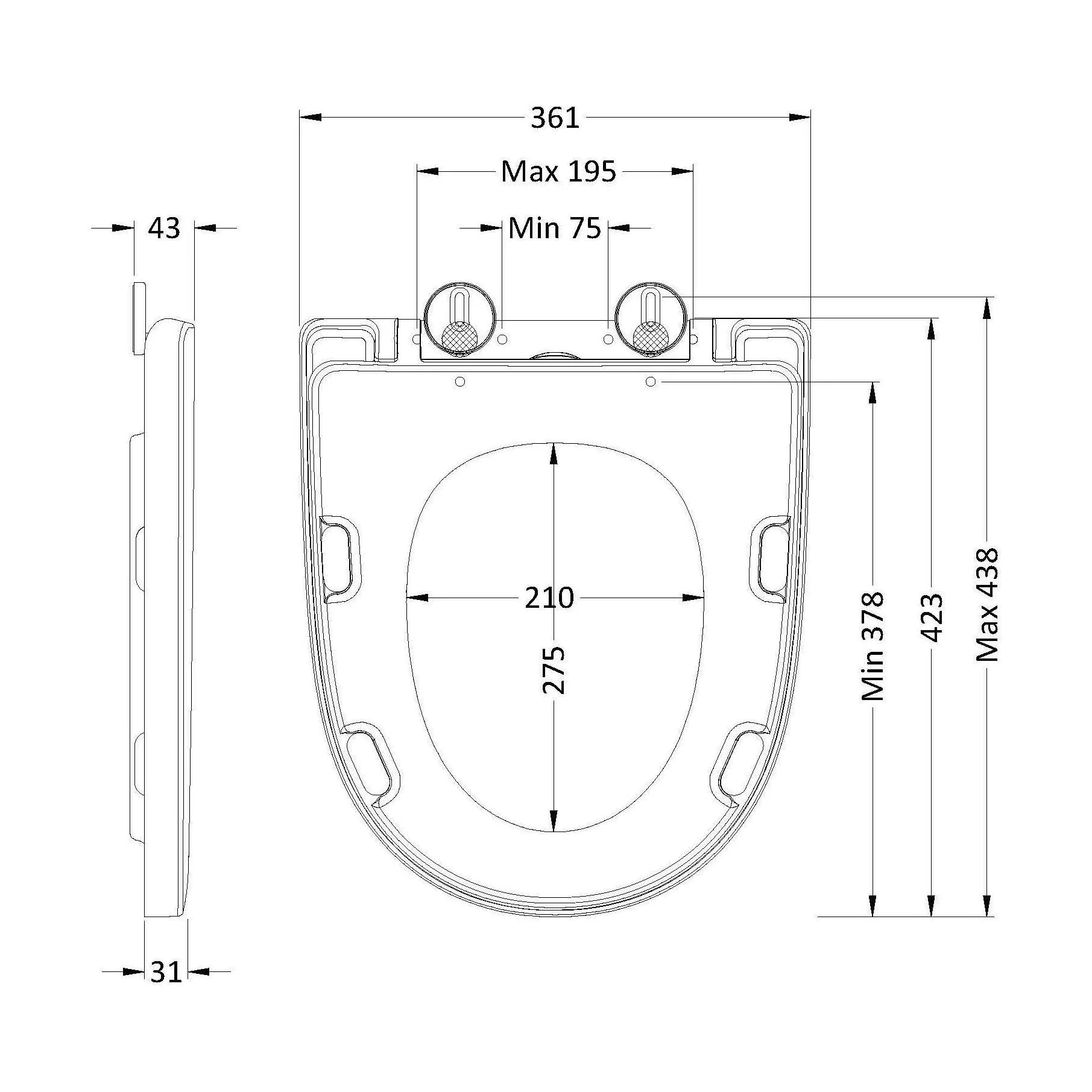 Round Wrapover S/C Toilet Seat (Urea) - Image 2
