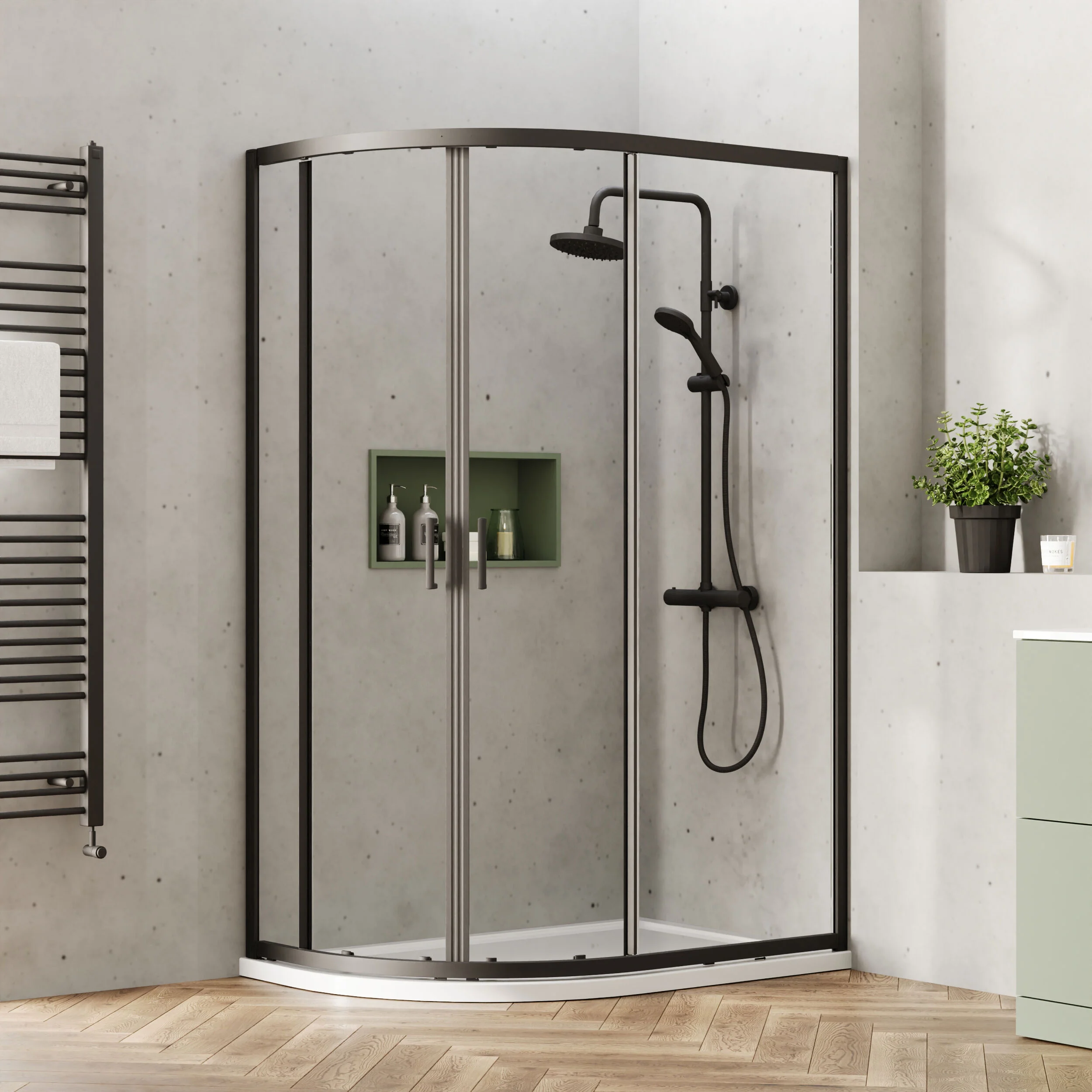 Almington 6mm Toughened Safety Glass Offset Quadrant Shower Enclosure - H: 1900mm - Choice of Profile Finish - Image 11