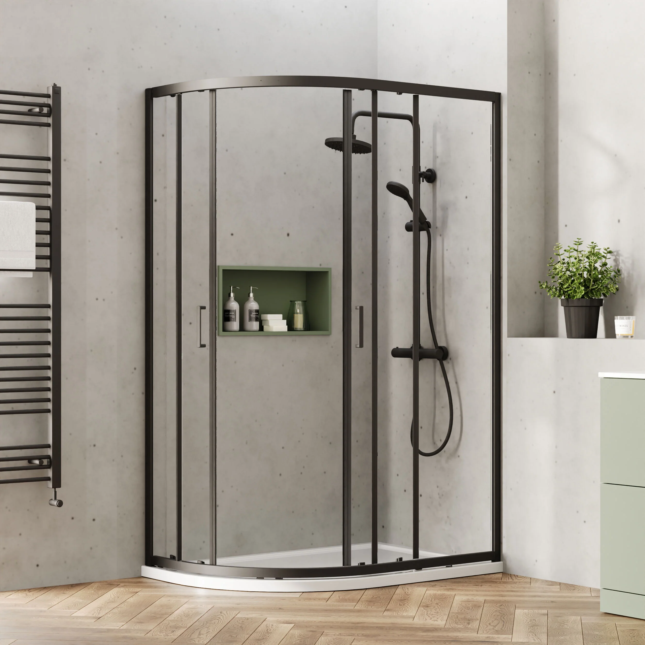 Almington 6mm Toughened Safety Glass Offset Quadrant Shower Enclosure - H: 1900mm - Choice of Profile Finish - Image 12