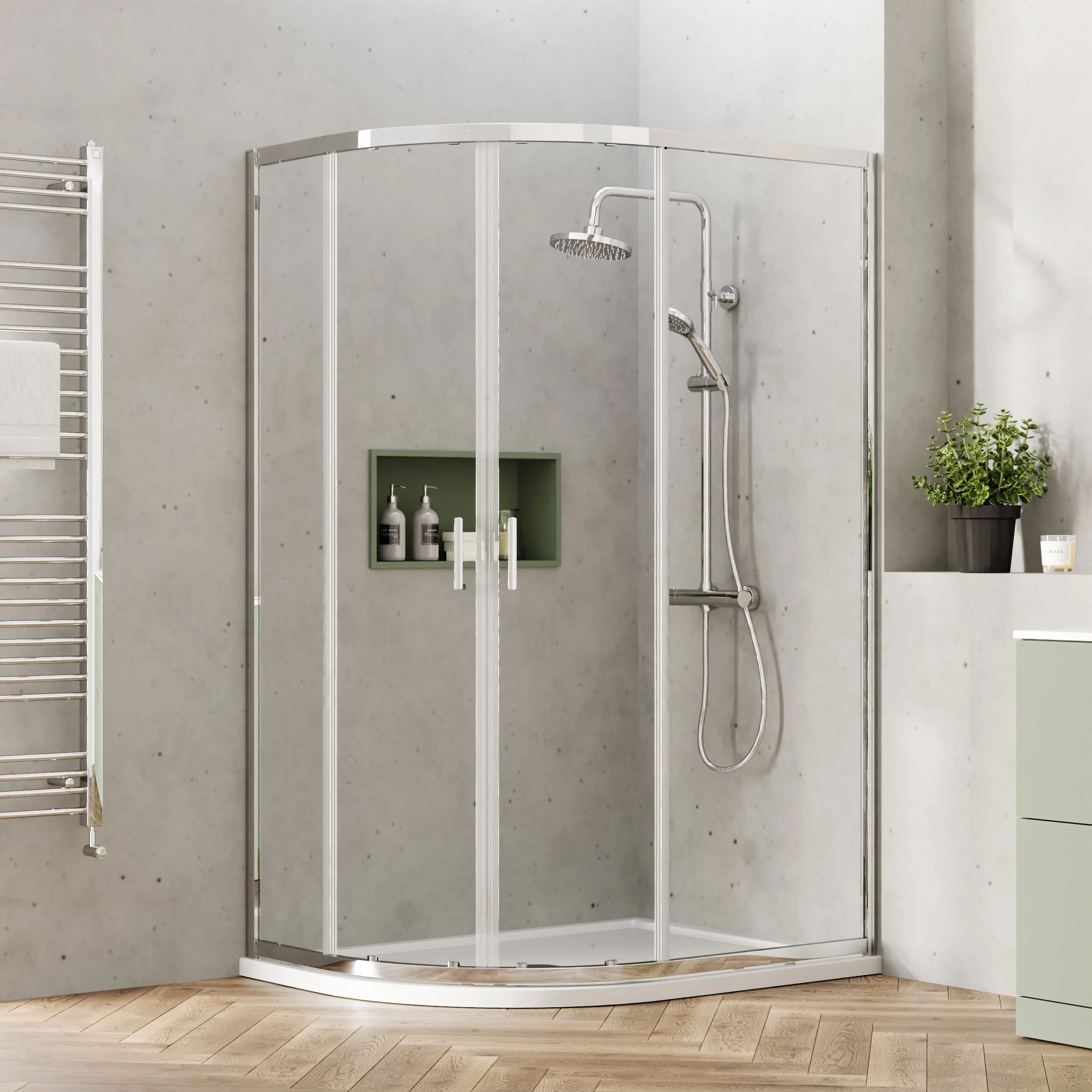 Almington 6mm Toughened Safety Glass Offset Quadrant Shower Enclosure - H: 1900mm - Choice of Profile Finish - Image 14