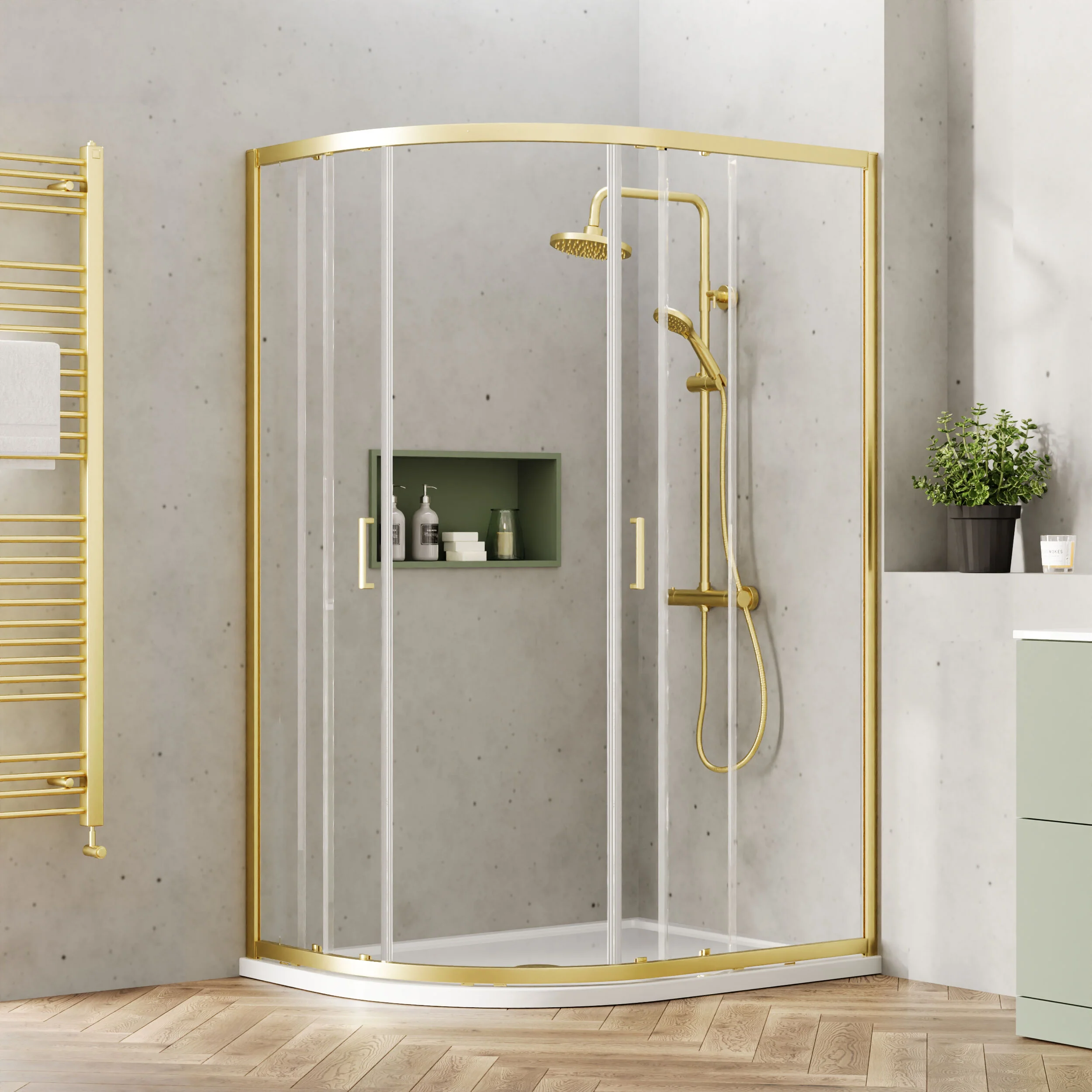 Almington 6mm Toughened Safety Glass Offset Quadrant Shower Enclosure - H: 1900mm - Choice of Profile Finish - Image 15