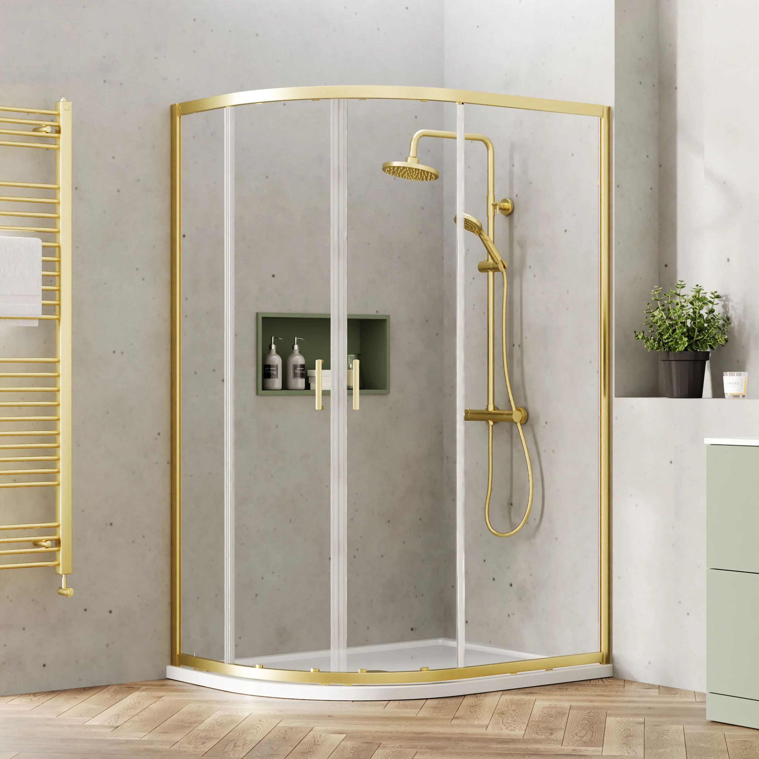 Almington 6mm Toughened Safety Glass Offset Quadrant Shower Enclosure - H: 1900mm - Choice of Profile Finish - Image 16
