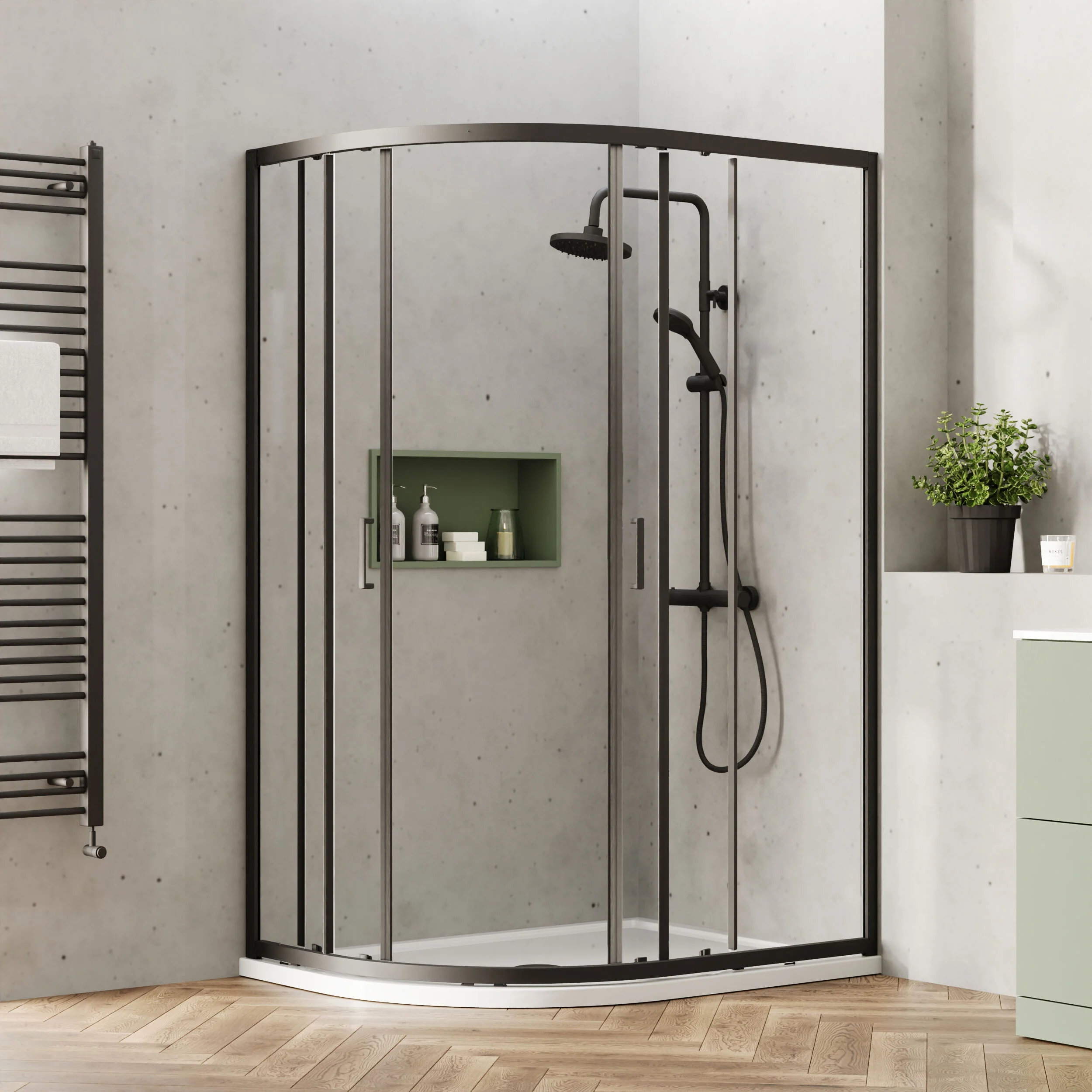 Almington 6mm Toughened Safety Glass Offset Quadrant Shower Enclosure - H: 1900mm - Choice of Profile Finish - Image 17