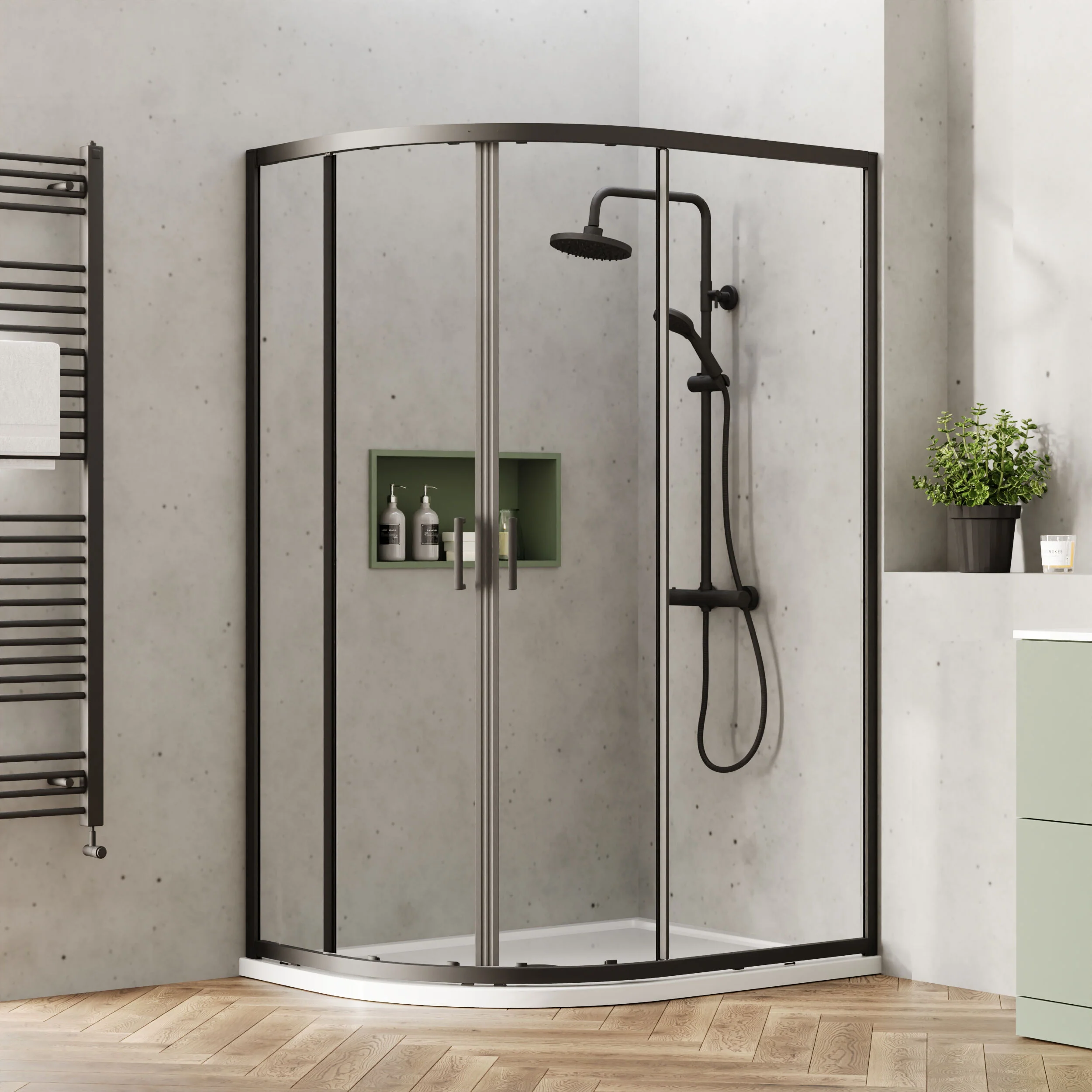 Almington 6mm Toughened Safety Glass Offset Quadrant Shower Enclosure - H: 1900mm - Choice of Profile Finish - Image 18