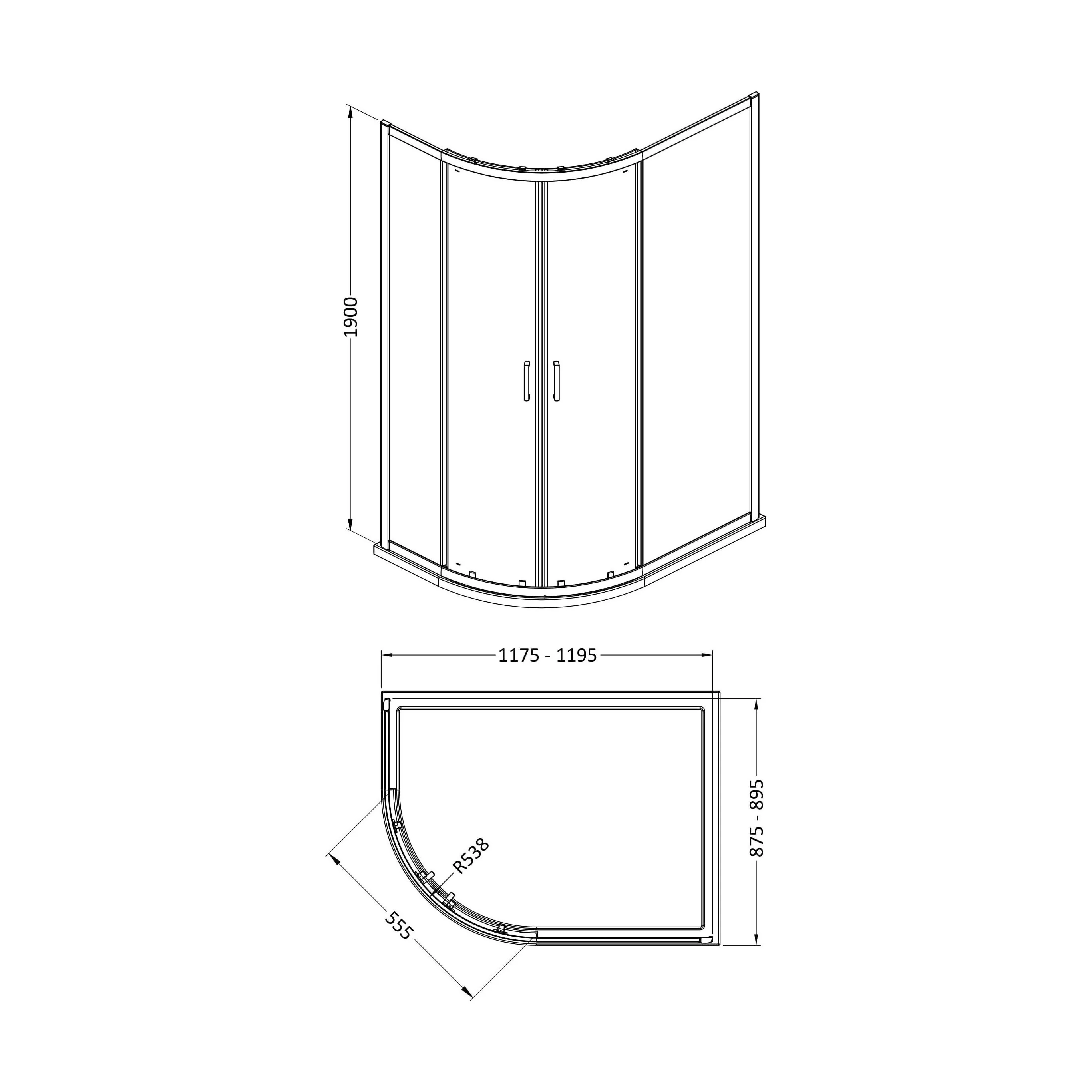 Almington 6mm Toughened Safety Glass Offset Quadrant Shower Enclosure - H: 1900mm - Choice of Profile Finish - Image 23