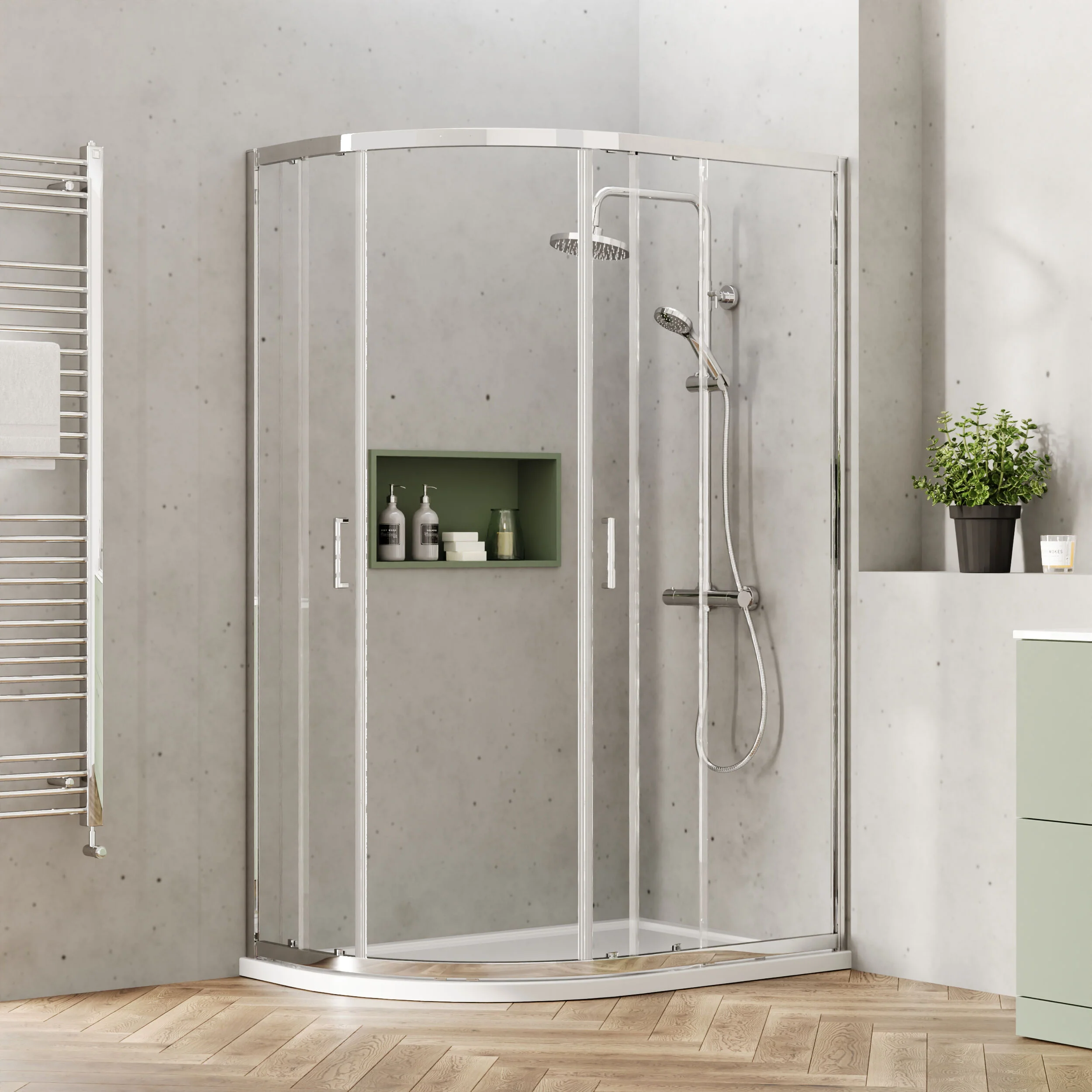 Almington 6mm Toughened Safety Glass Offset Quadrant Shower Enclosure - H: 1900mm - Choice of Profile Finish - Image 8