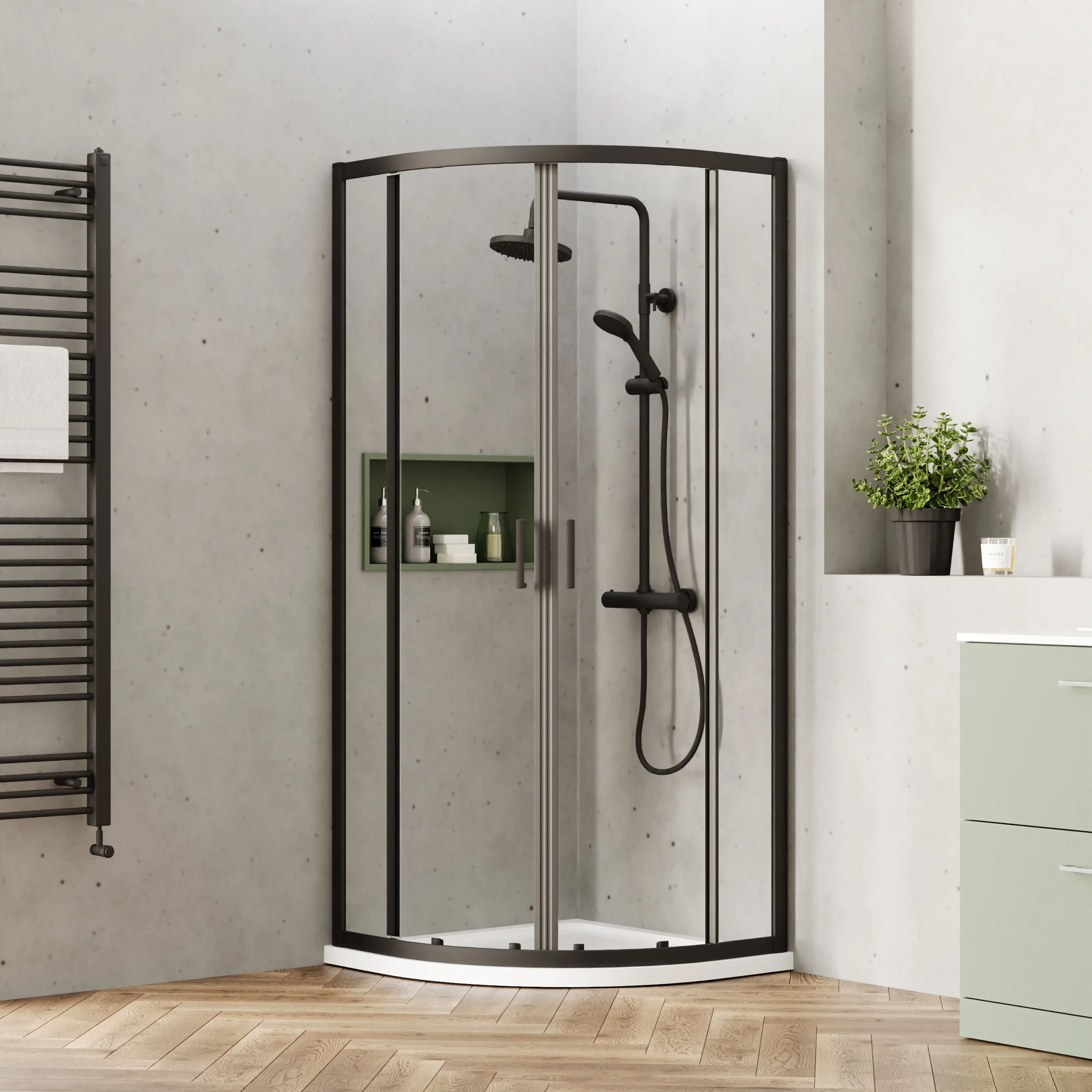 Almington 6mm Toughened Safety Glass Quadrant Shower Enclosure - H: 1900mm - Choice of Size and Profile Finish - Image 11