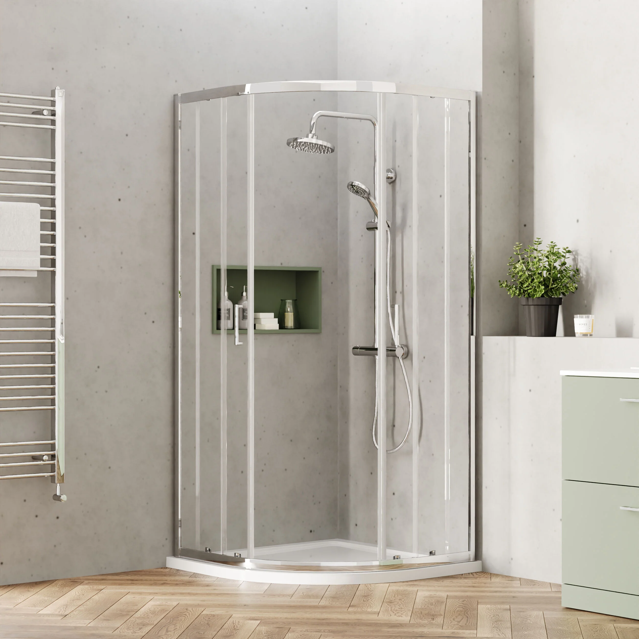 Almington 6mm Toughened Safety Glass Quadrant Shower Enclosure - H: 1900mm - Choice of Size and Profile Finish - Image 14