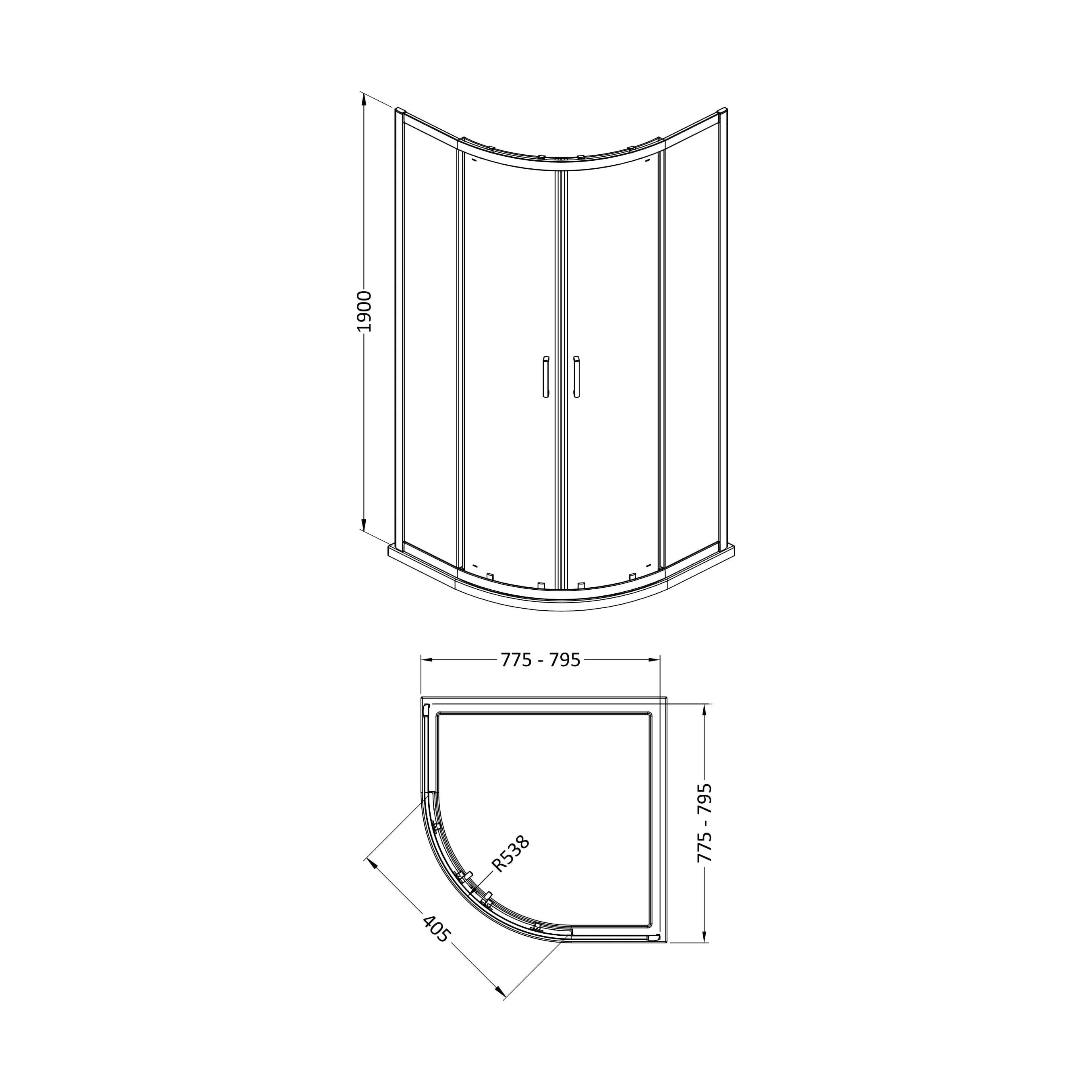 Almington 6mm Toughened Safety Glass Quadrant Shower Enclosure - H: 1900mm - Choice of Size and Profile Finish - Image 19
