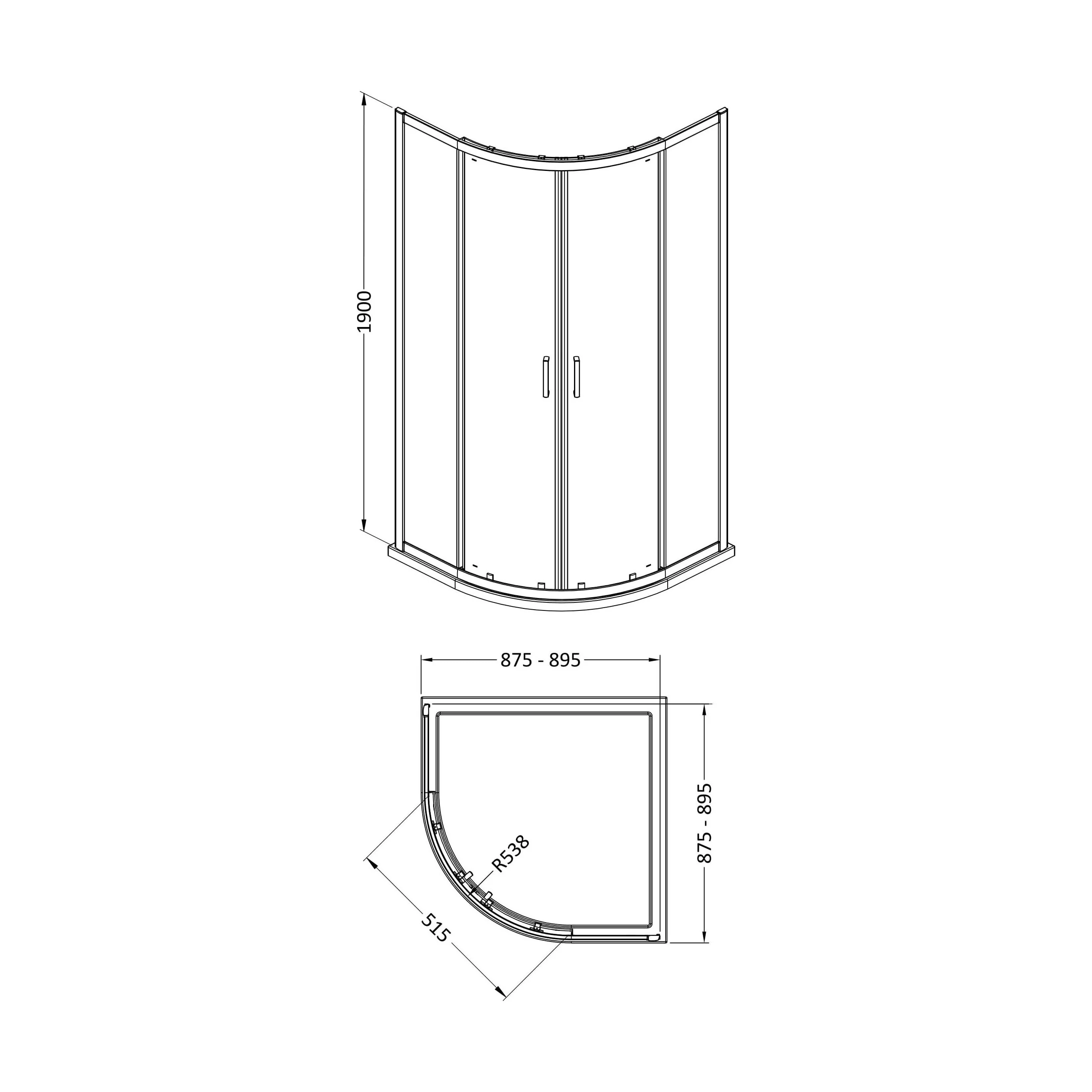 Almington 6mm Toughened Safety Glass Quadrant Shower Enclosure - H: 1900mm - Choice of Size and Profile Finish - Image 23