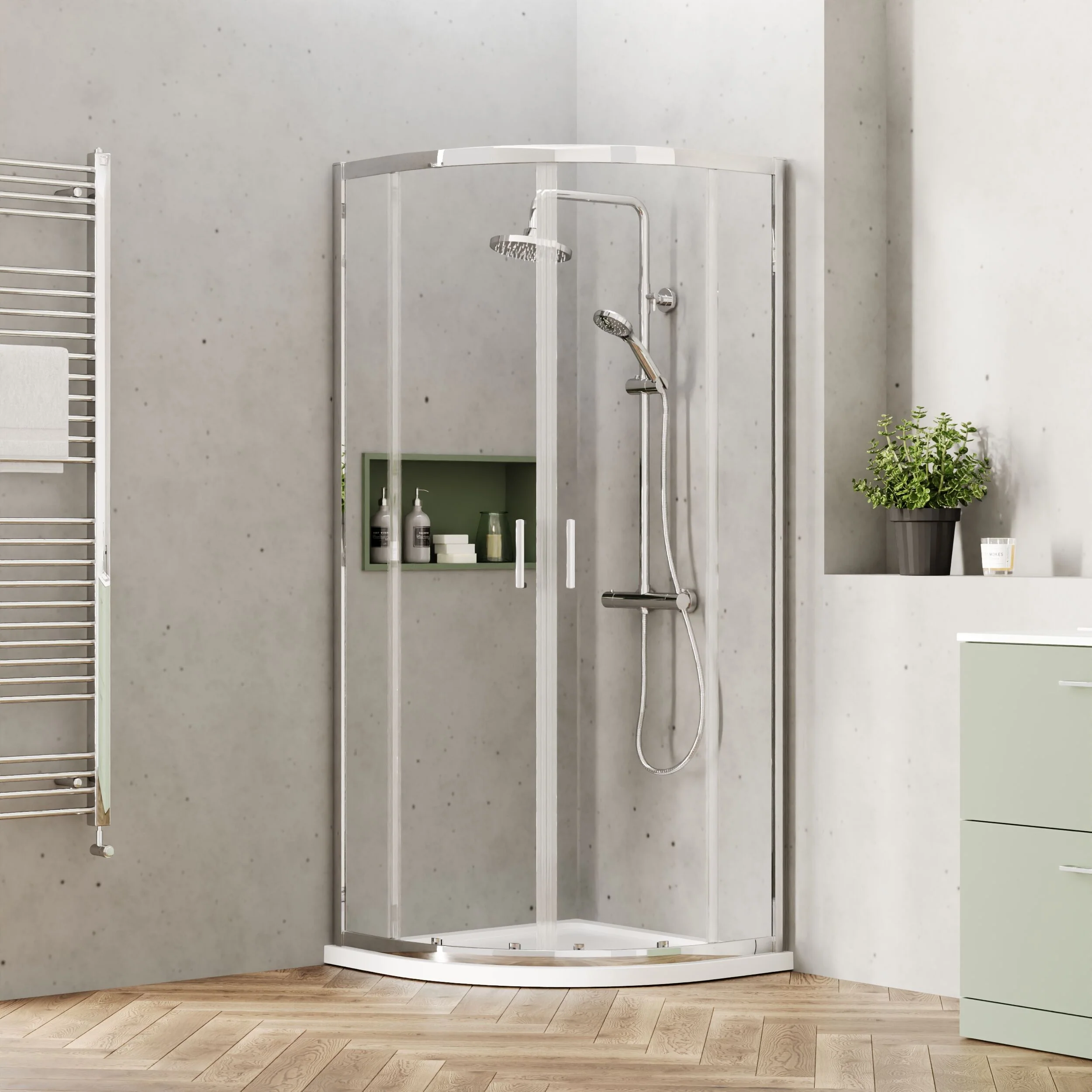 Almington 6mm Toughened Safety Glass Quadrant Shower Enclosure - H: 1900mm - Choice of Size and Profile Finish - Image 7