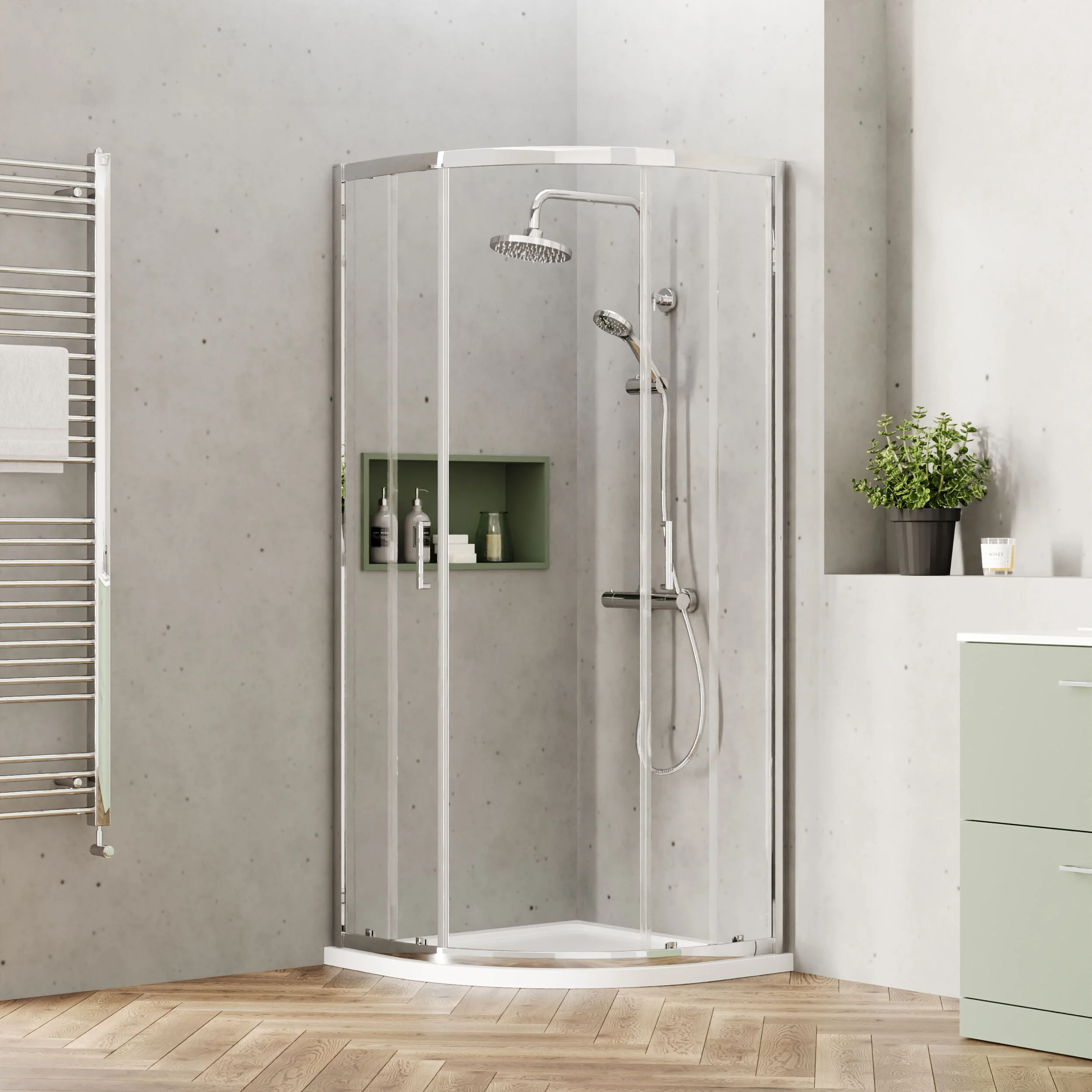 Almington 6mm Toughened Safety Glass Quadrant Shower Enclosure - H: 1900mm - Choice of Size and Profile Finish - Image 8