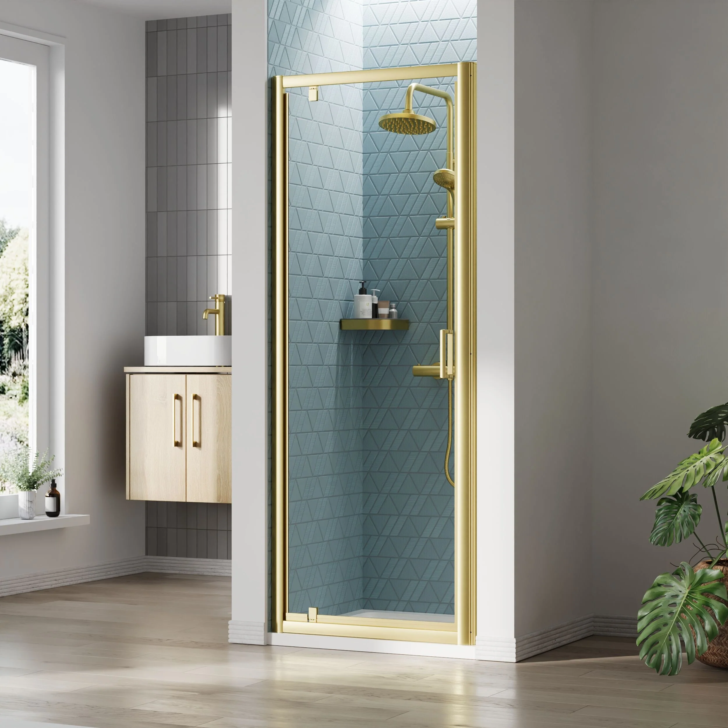 Almington 6mm Toughened Safety Glass Reversible Pivot Shower Door - H: 1900mm - Choice of Size and Profile Finish - Image 12