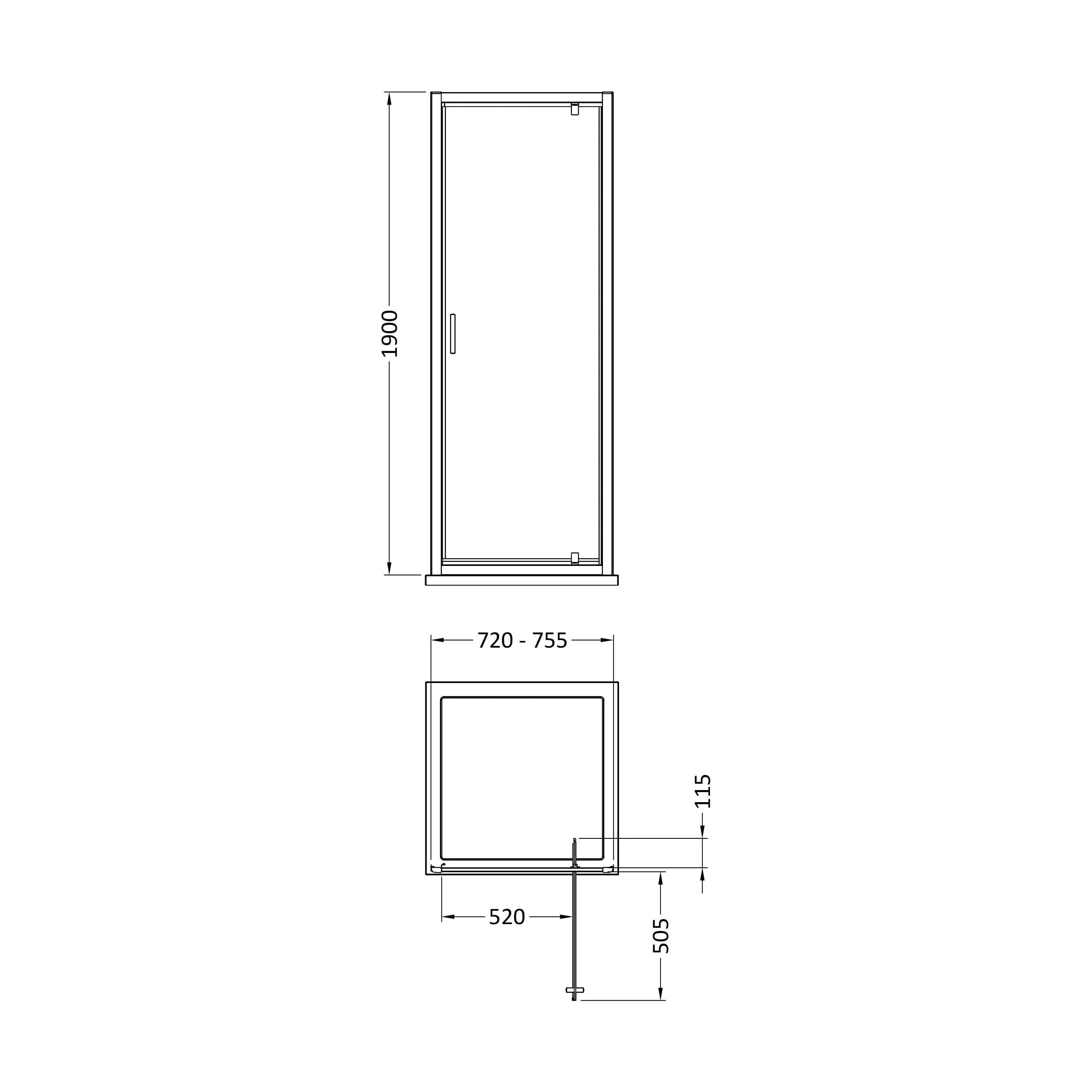 Almington 6mm Toughened Safety Glass Reversible Pivot Shower Door - H: 1900mm - Choice of Size and Profile Finish - Image 29