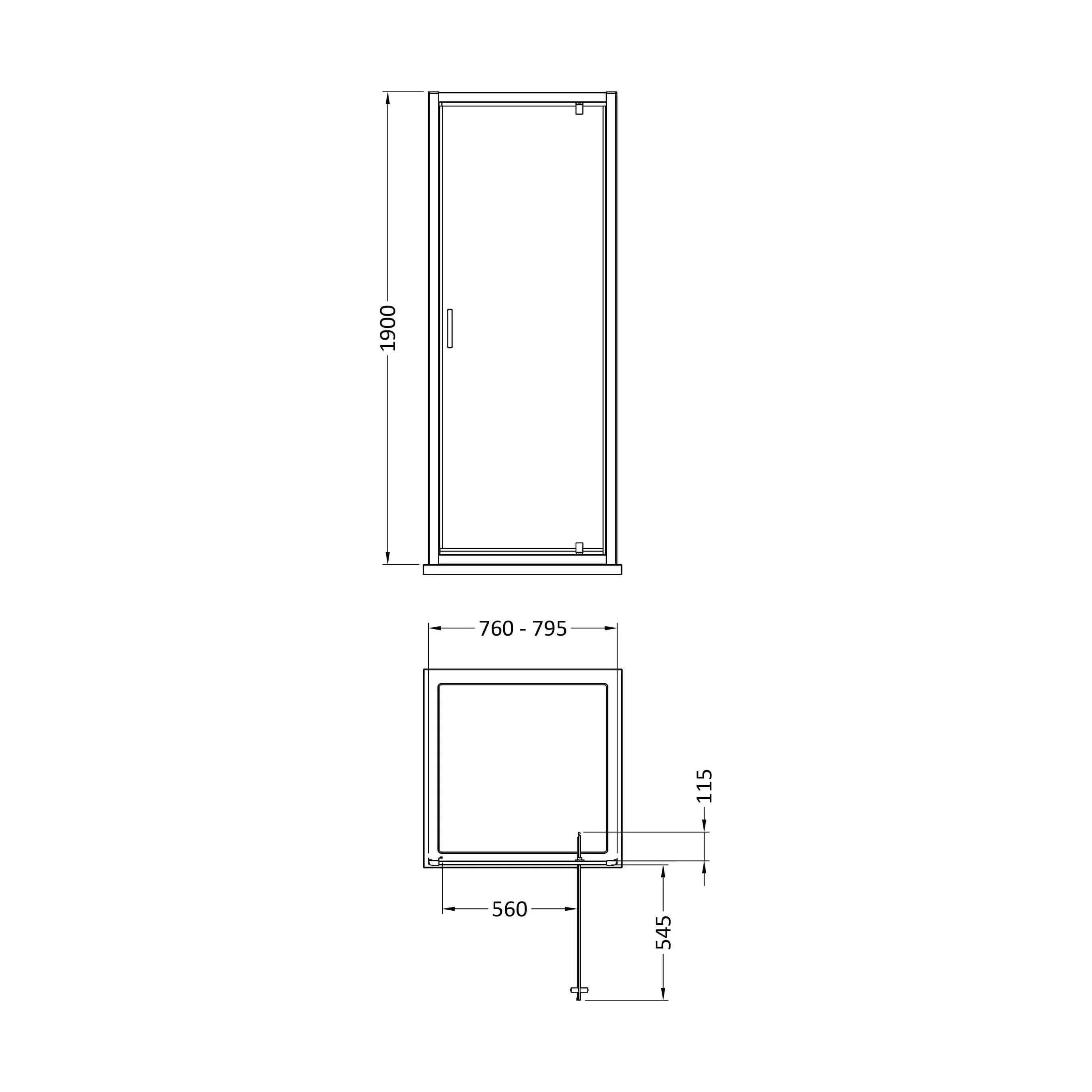 Almington 6mm Toughened Safety Glass Reversible Pivot Shower Door - H: 1900mm - Choice of Size and Profile Finish - Image 33