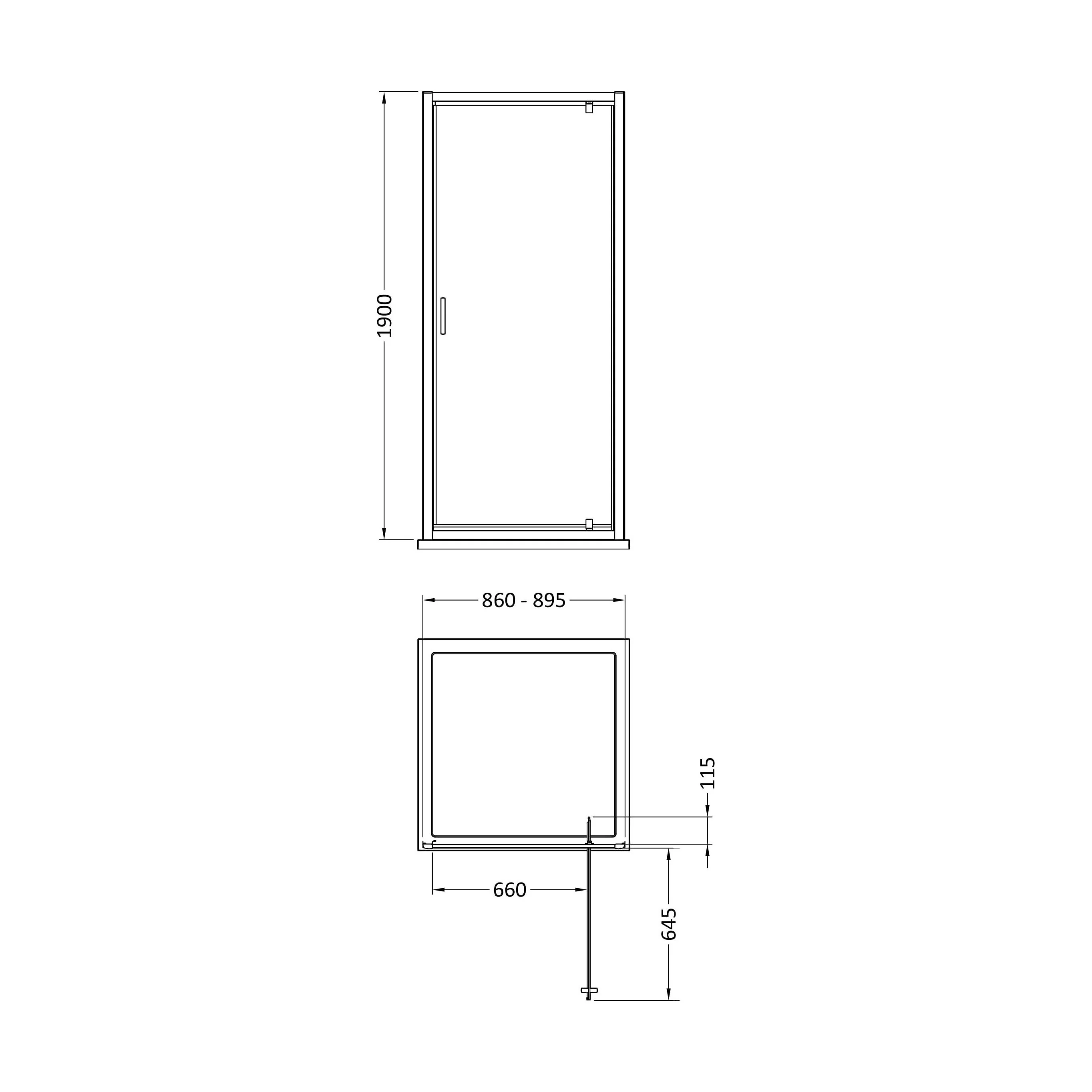 Almington 6mm Toughened Safety Glass Reversible Pivot Shower Door - H: 1900mm - Choice of Size and Profile Finish - Image 34