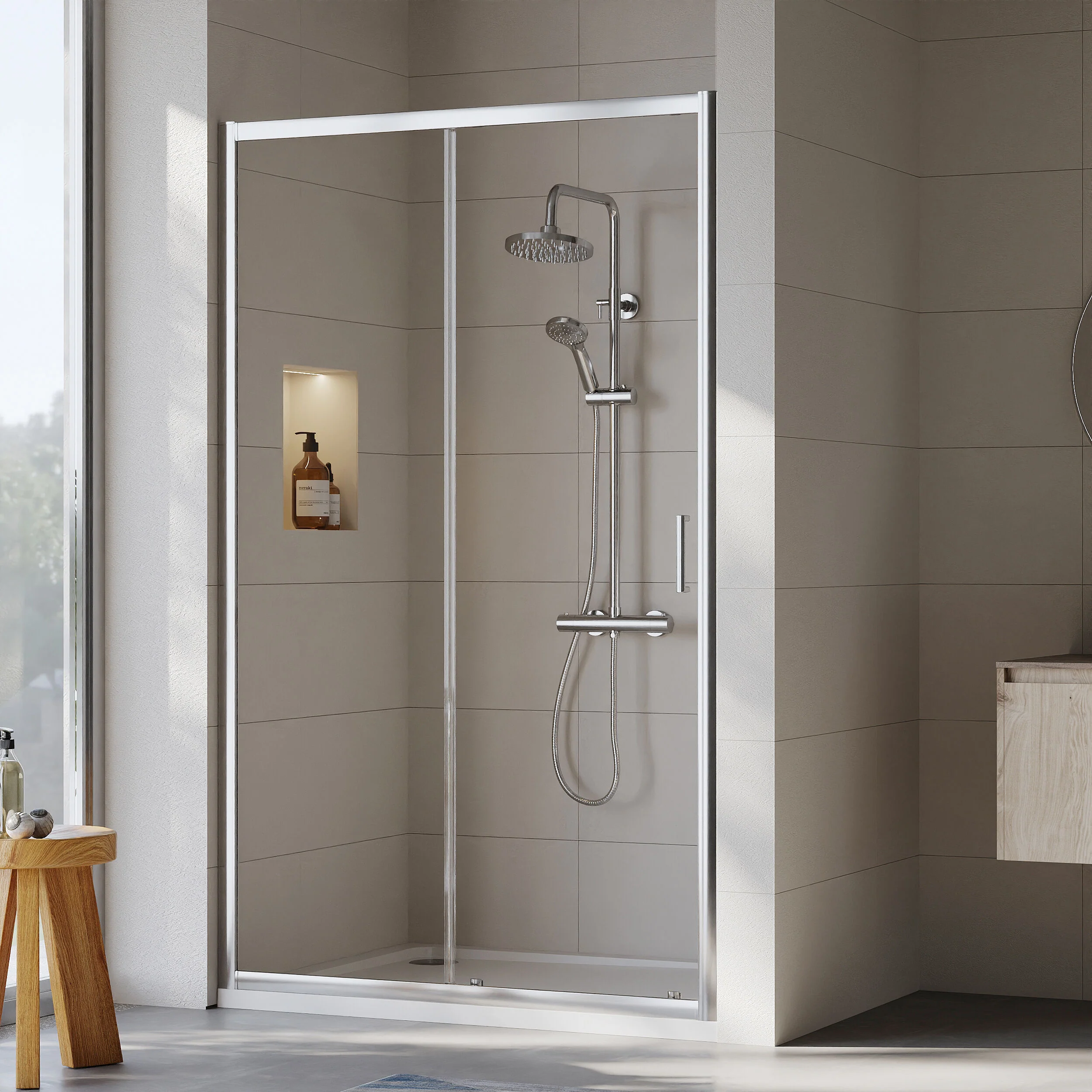 Almington 6mm Toughened Safety Glass Sliding Shower Door - H: 1900mm - Choice of Profile Finish - Image 10