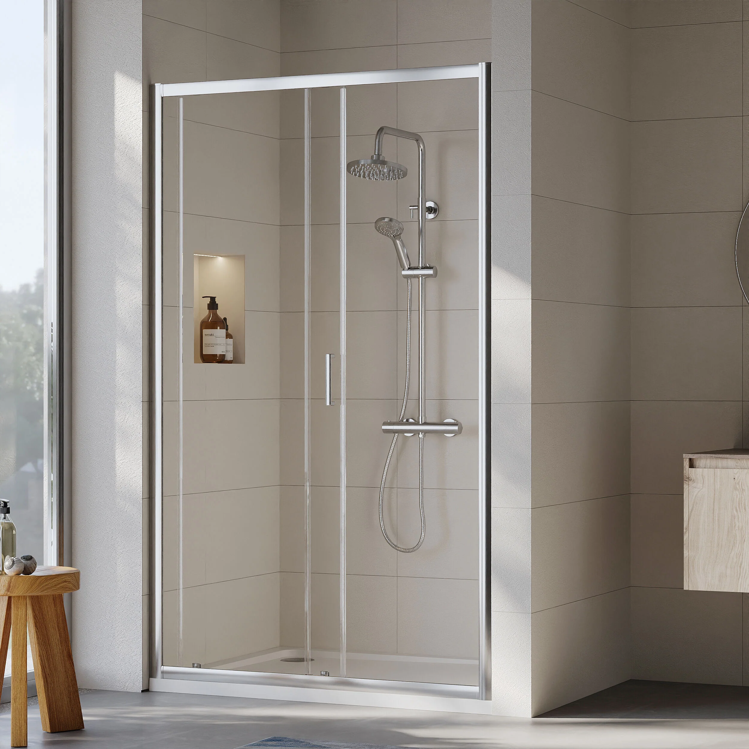 Almington 6mm Toughened Safety Glass Sliding Shower Door - H: 1900mm - Choice of Profile Finish - Image 11