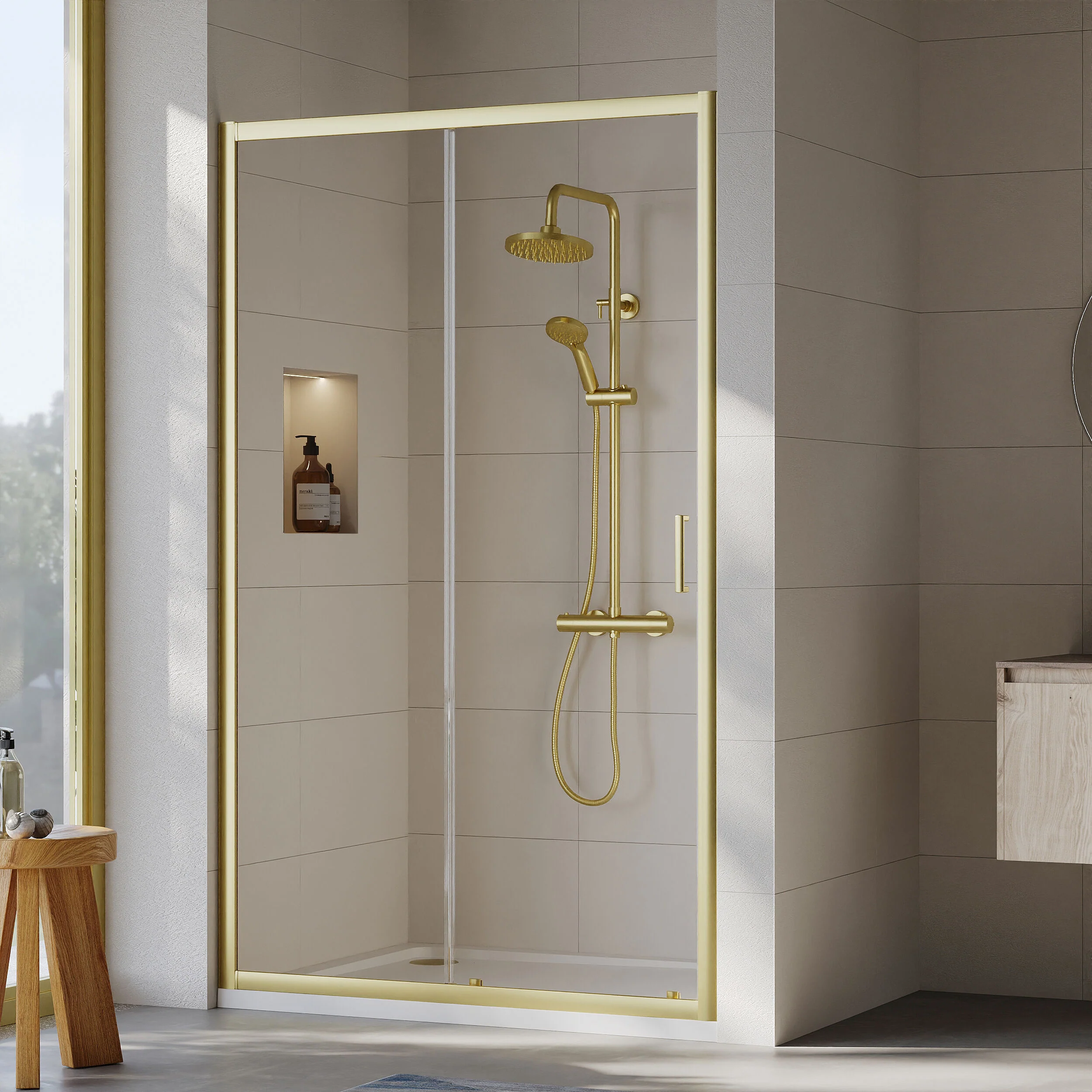 Almington 6mm Toughened Safety Glass Sliding Shower Door - H: 1900mm - Choice of Profile Finish - Image 12