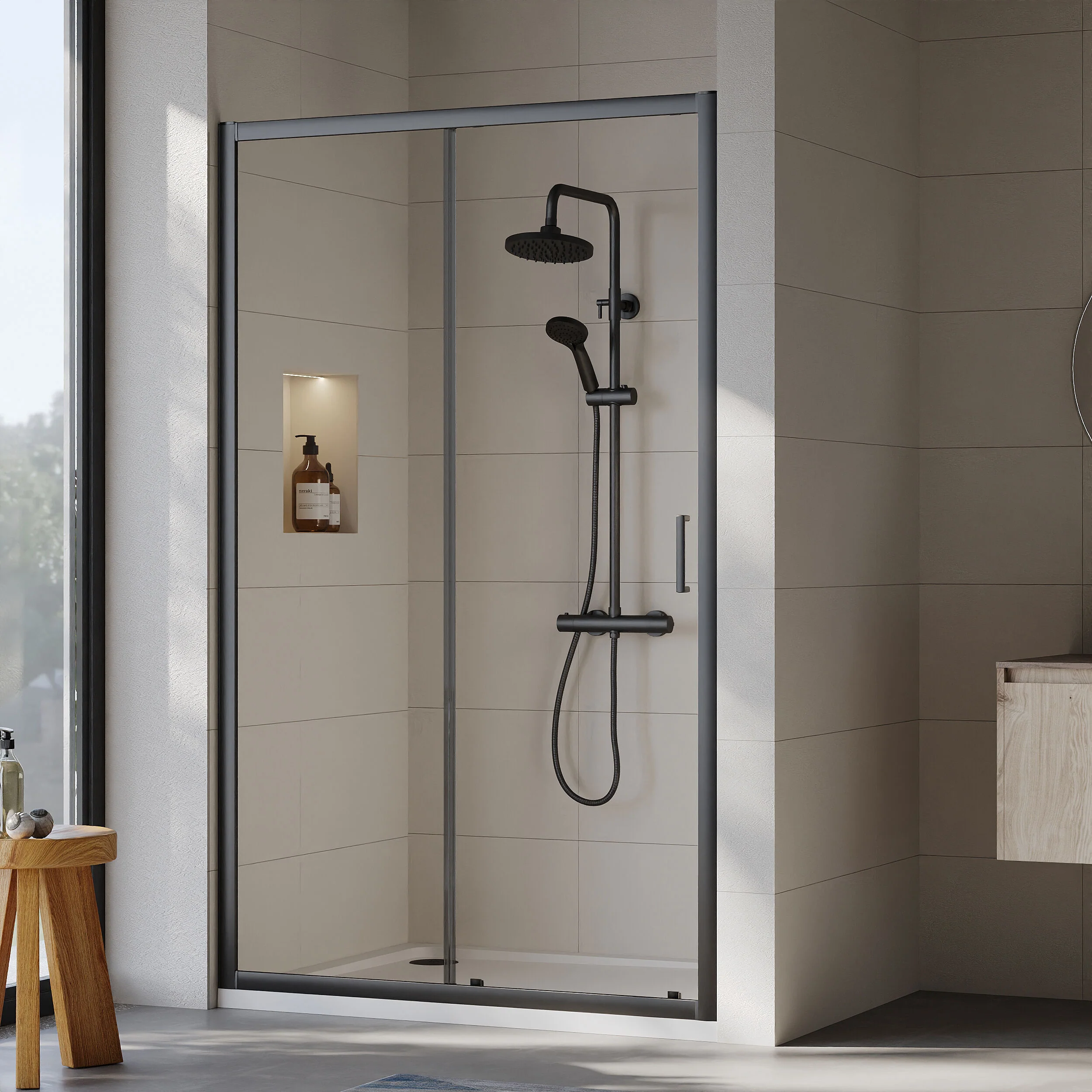 Almington 6mm Toughened Safety Glass Sliding Shower Door - H: 1900mm - Choice of Profile Finish - Image 14