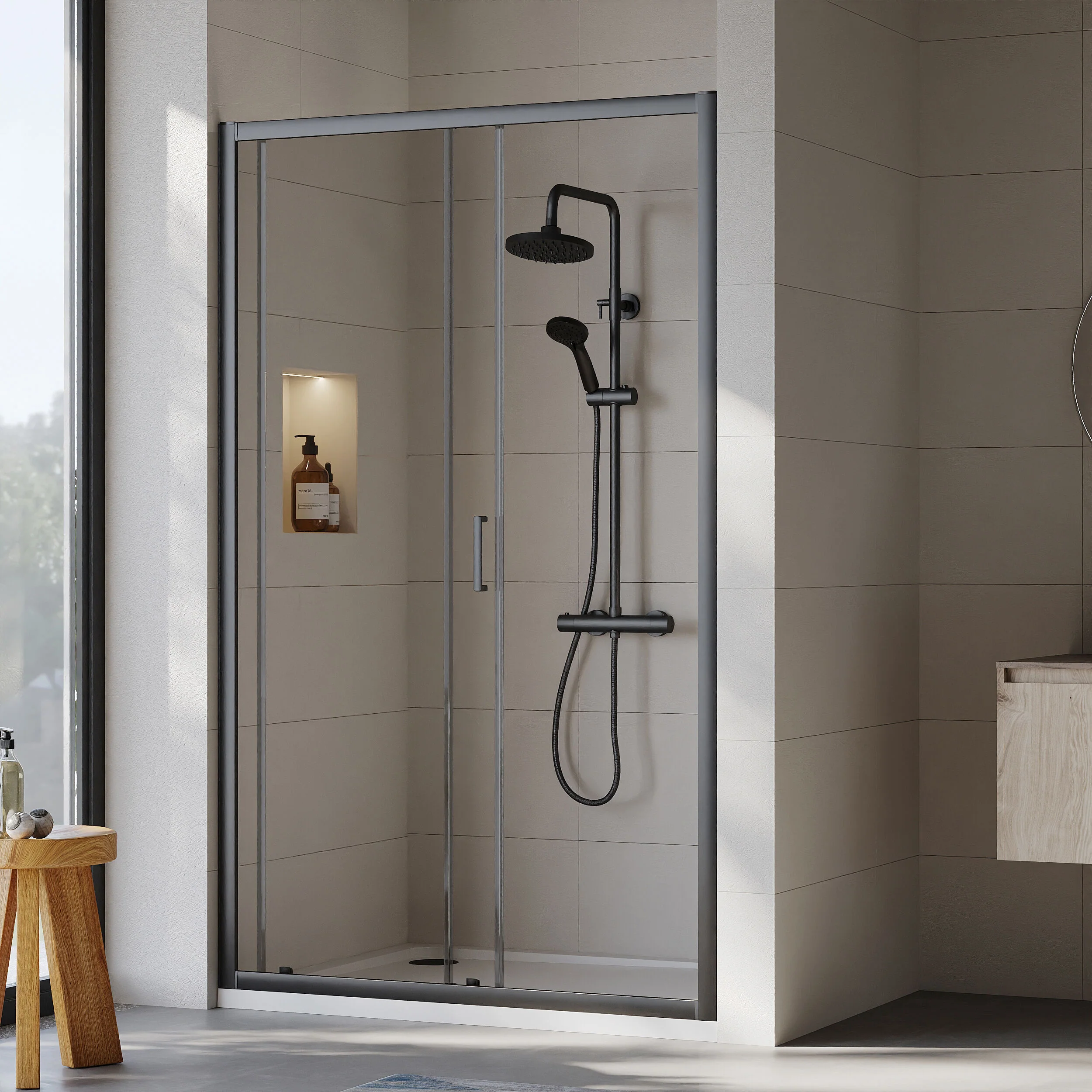 Almington 6mm Toughened Safety Glass Sliding Shower Door - H: 1900mm - Choice of Profile Finish - Image 15
