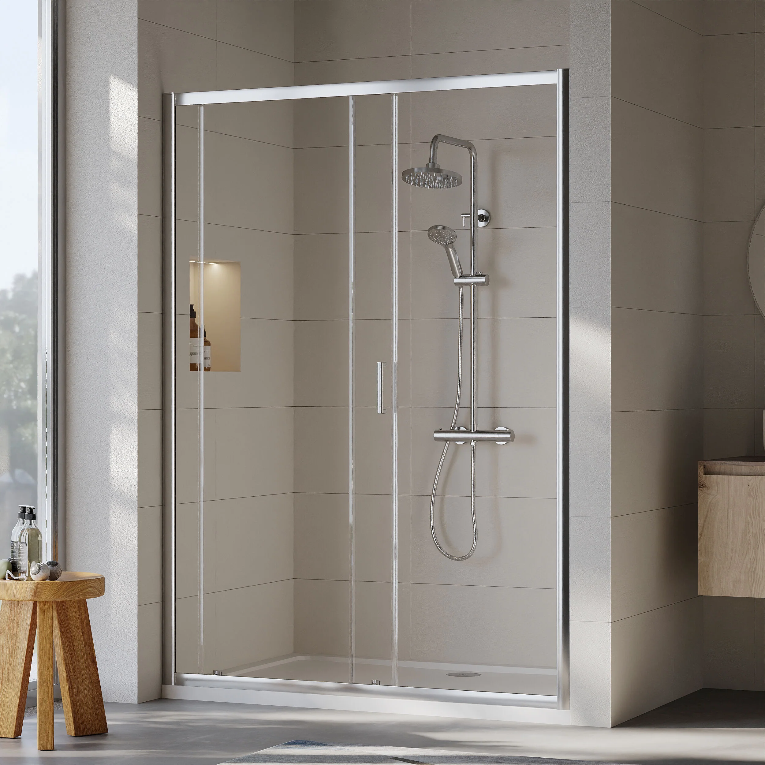 Almington 6mm Toughened Safety Glass Sliding Shower Door - H: 1900mm - Choice of Profile Finish - Image 17