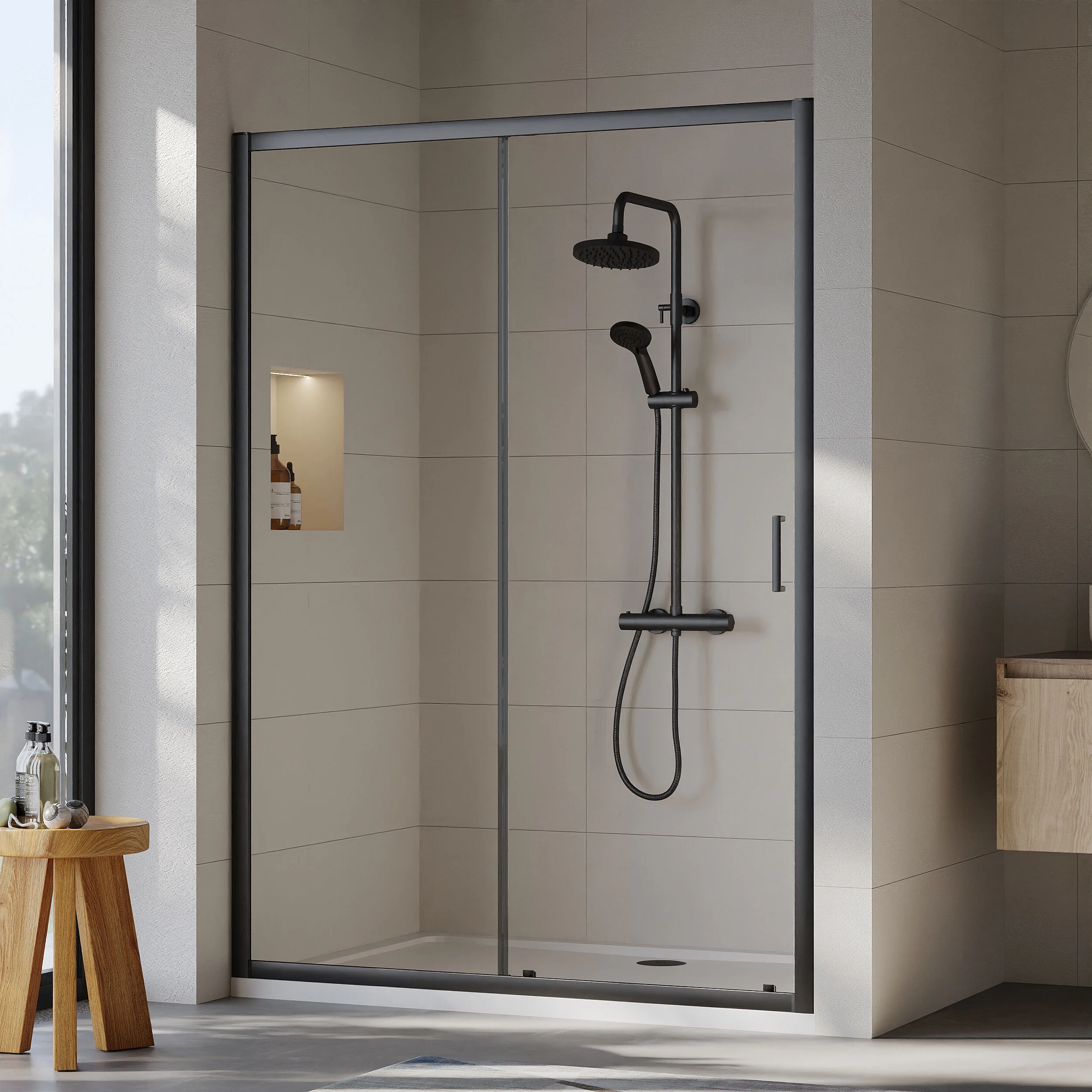 Almington 6mm Toughened Safety Glass Sliding Shower Door - H: 1900mm - Choice of Profile Finish - Image 20