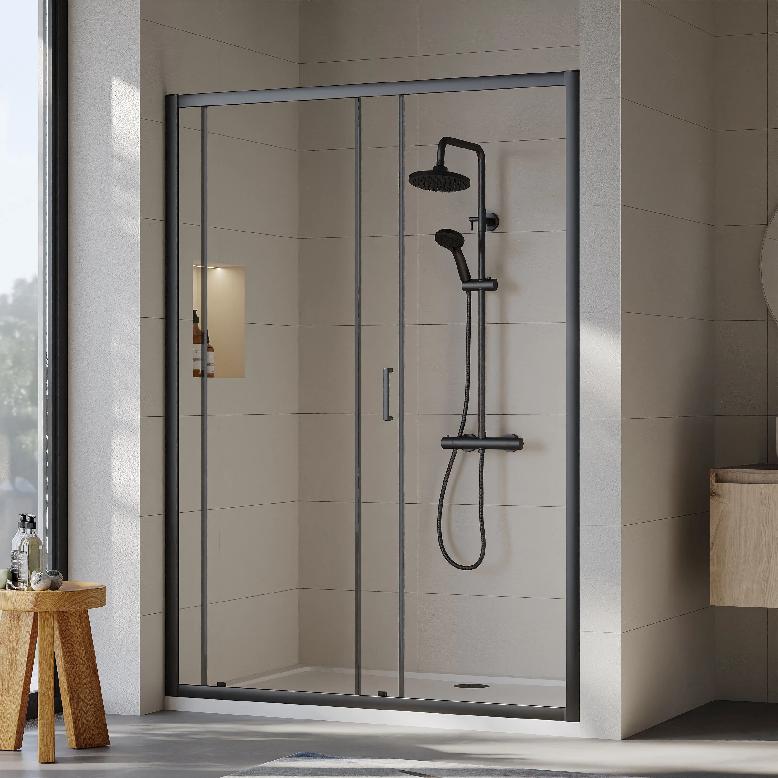 Almington 6mm Toughened Safety Glass Sliding Shower Door - H: 1900mm - Choice of Profile Finish - Image 21