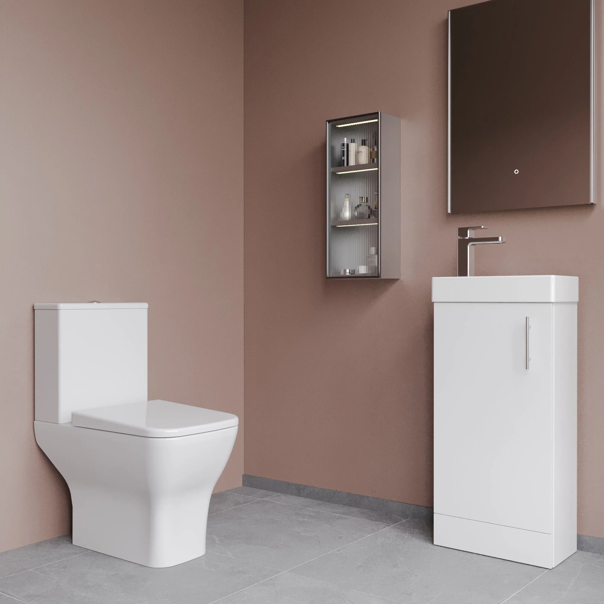Freehay Floor Standing Cloakroom Set, Vanity Basin Unit, Toilet Pan, Cistern, Seat & Mini Basin Tap - Image 10