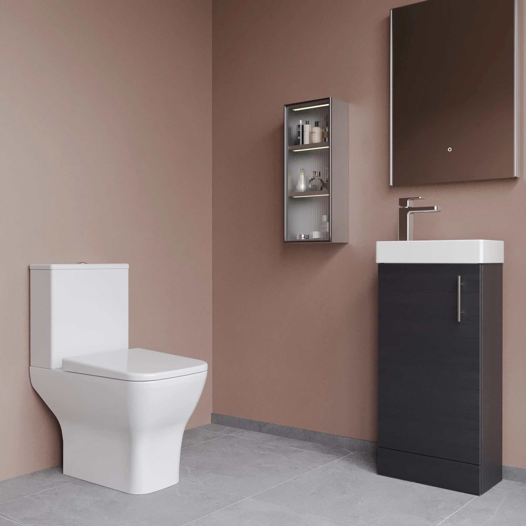 Freehay Floor Standing Cloakroom Set, Vanity Basin Unit, Toilet Pan, Cistern, Seat & Mini Basin Tap - Image 11