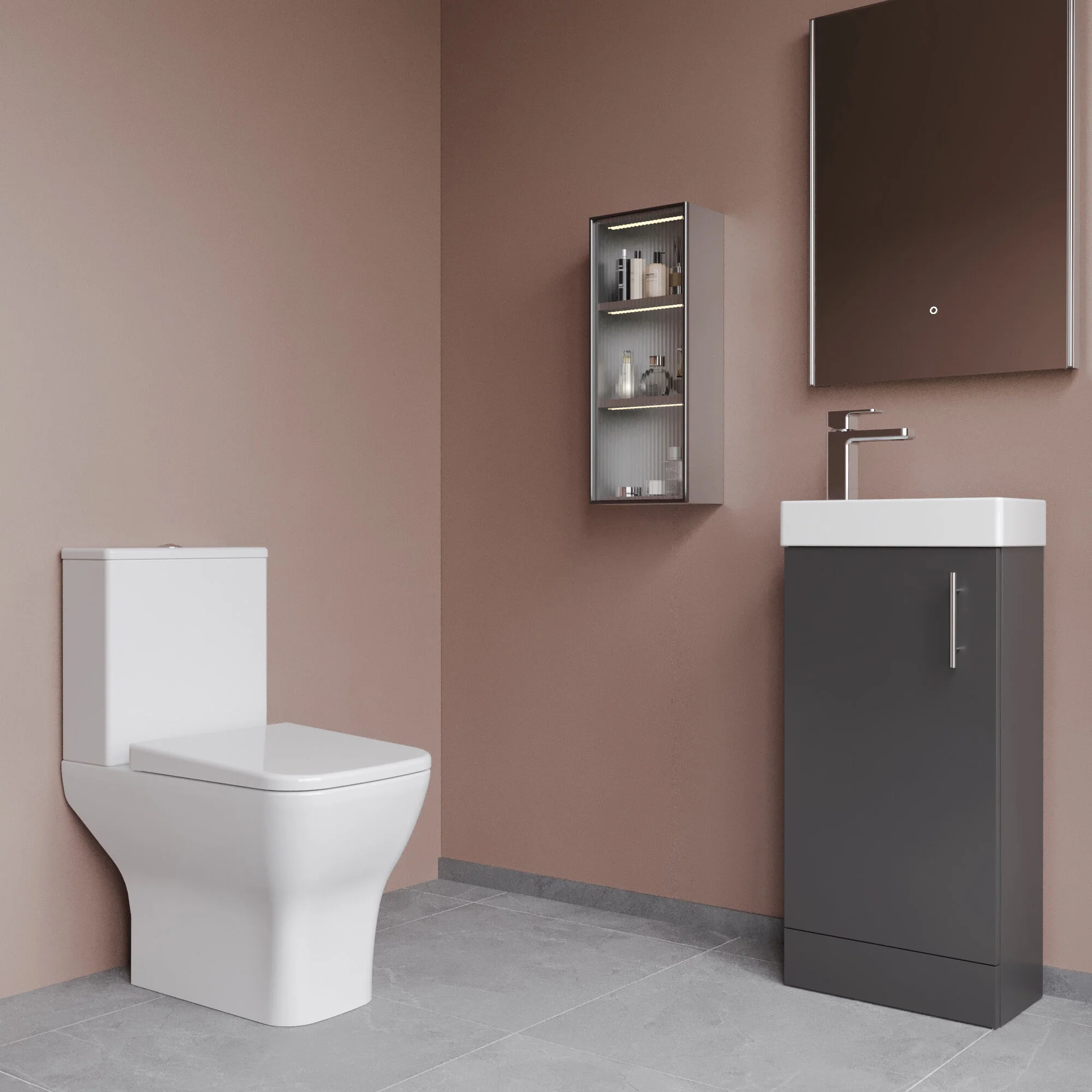 Freehay Floor Standing Cloakroom Set, Vanity Basin Unit, Toilet Pan, Cistern, Seat & Mini Basin Tap - Image 12