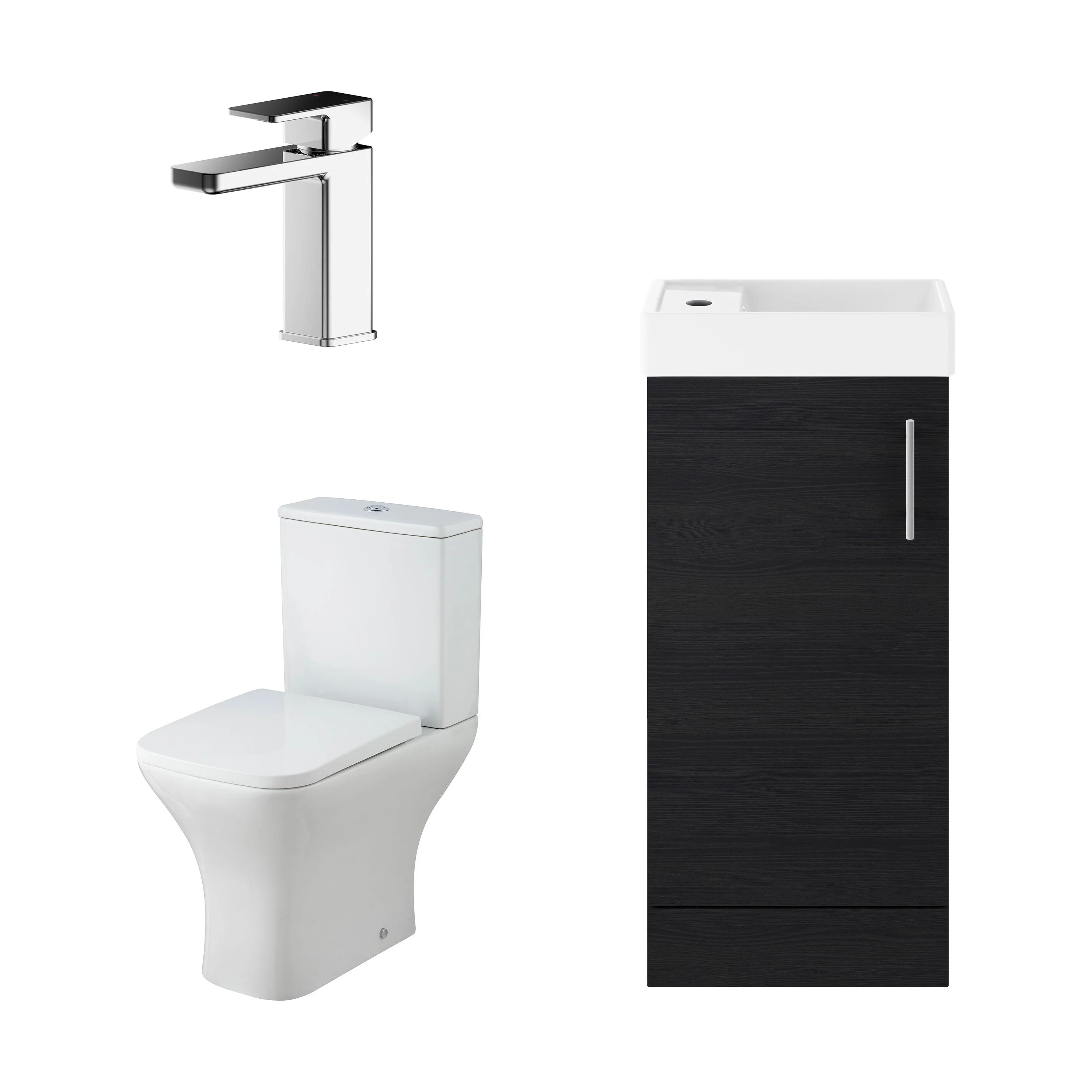 Freehay Floor Standing Cloakroom Set, Vanity Basin Unit, Toilet Pan, Cistern, Seat & Mini Basin Tap - Image 14