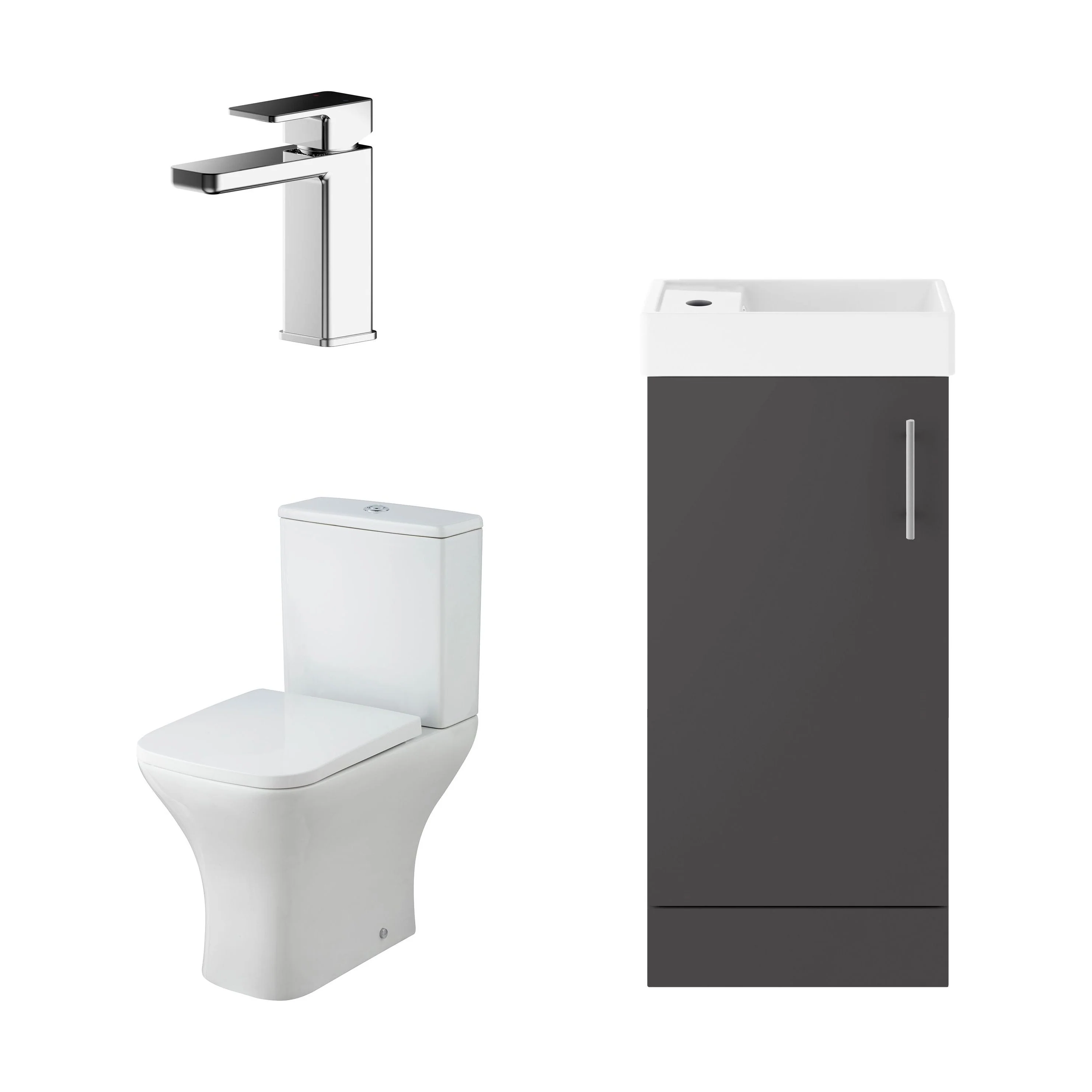 Freehay Floor Standing Cloakroom Set, Vanity Basin Unit, Toilet Pan, Cistern, Seat & Mini Basin Tap - Image 15