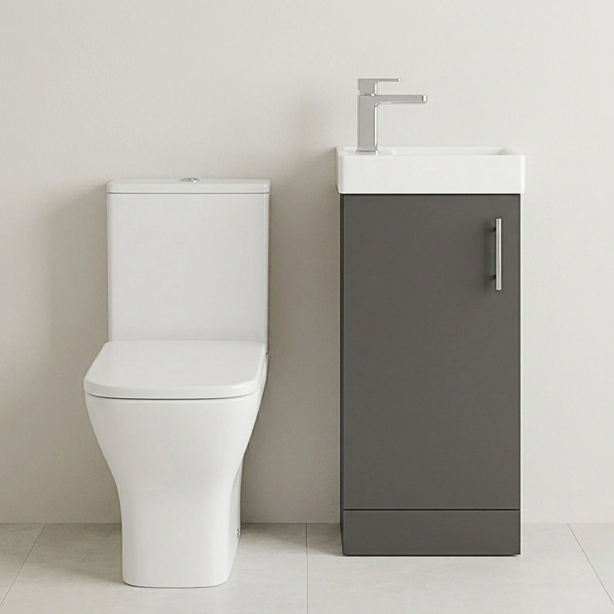 Freehay Floor Standing Cloakroom Set, Vanity Basin Unit, Toilet Pan, Cistern, Seat & Mini Basin Tap - Image 3