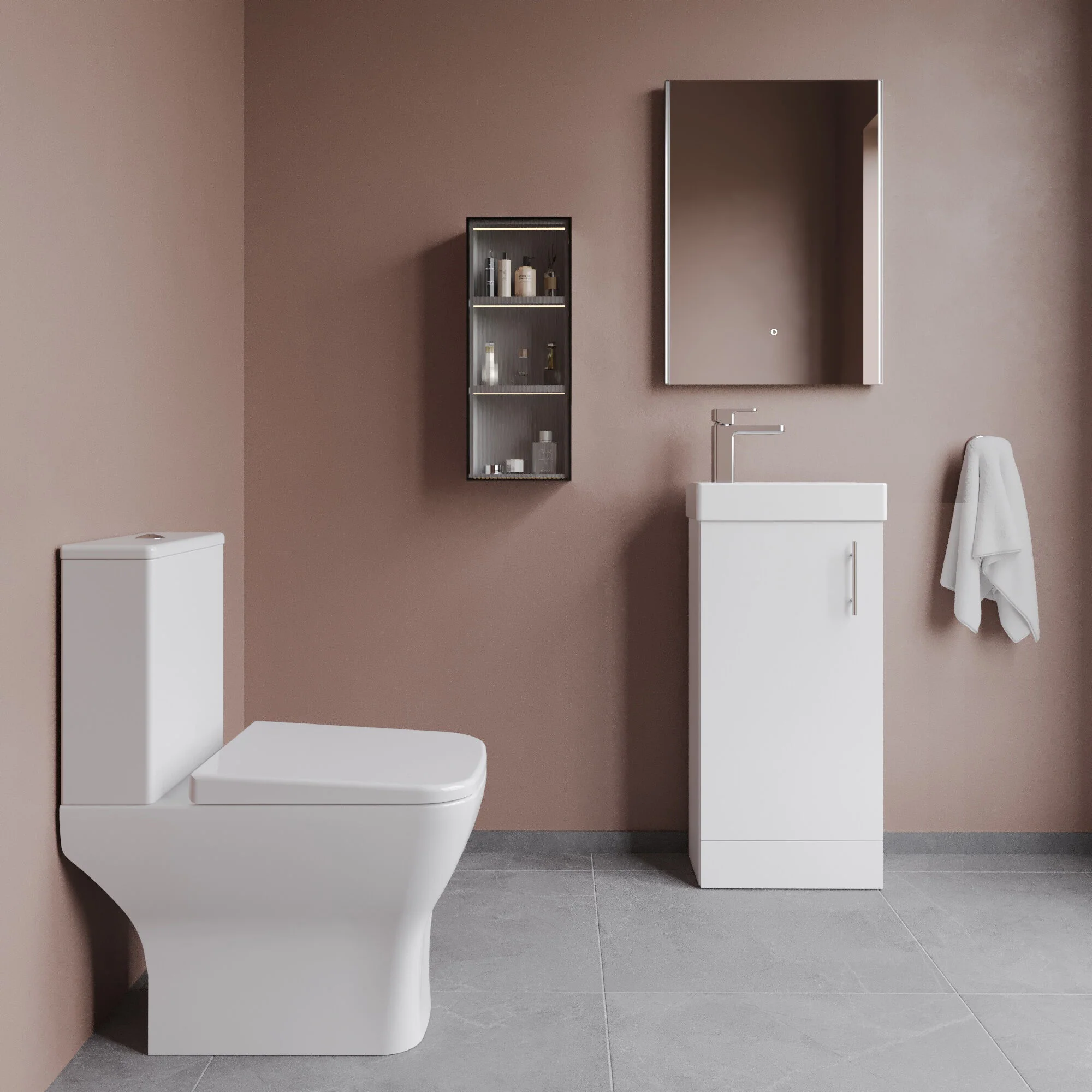 Freehay Floor Standing Cloakroom Set, Vanity Basin Unit, Toilet Pan, Cistern, Seat & Mini Basin Tap - Image 4