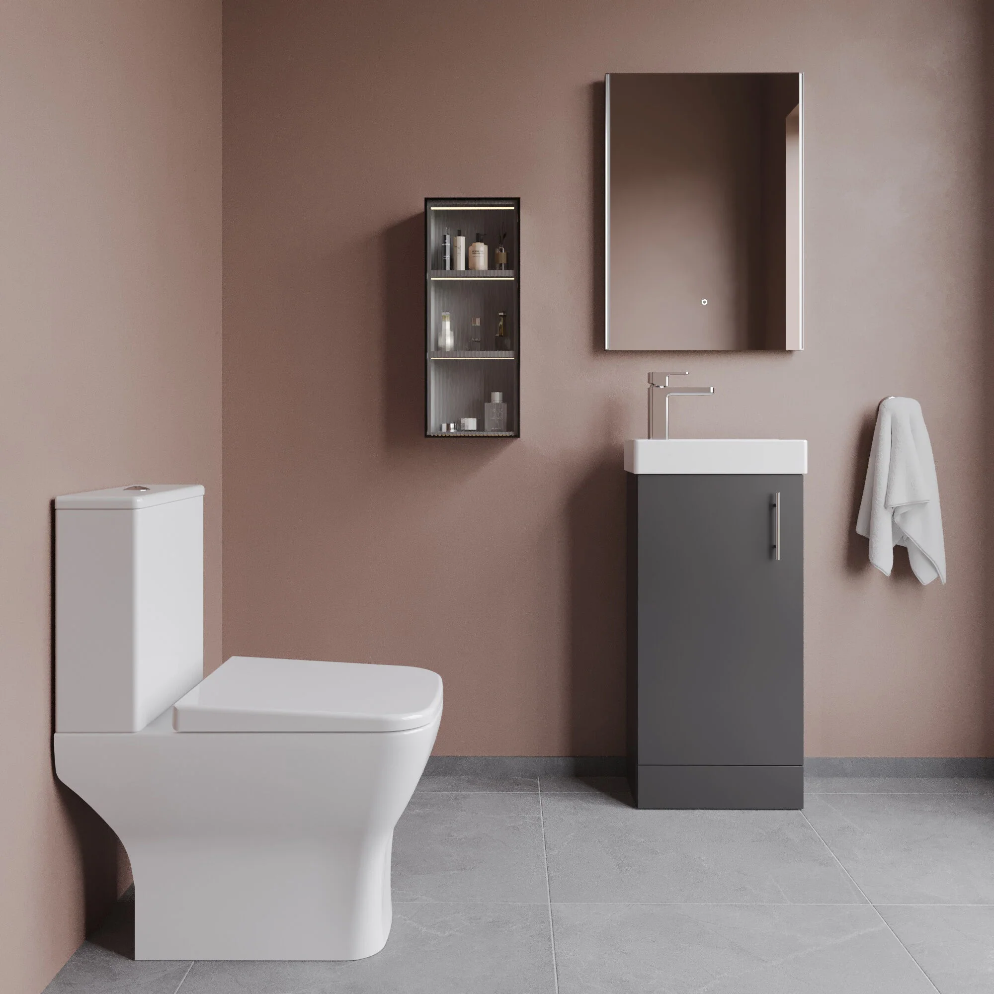 Freehay Floor Standing Cloakroom Set, Vanity Basin Unit, Toilet Pan, Cistern, Seat & Mini Basin Tap - Image 6