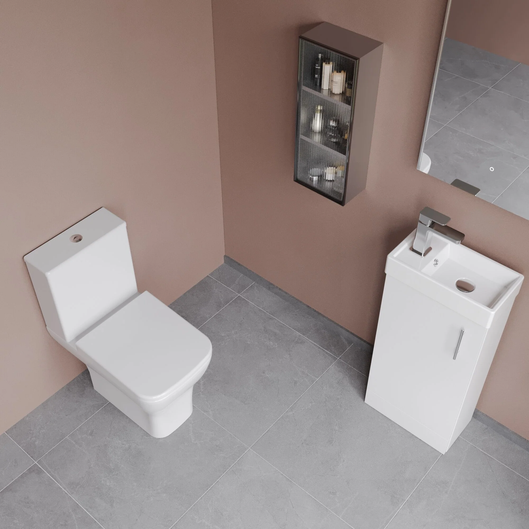 Freehay Floor Standing Cloakroom Set, Vanity Basin Unit, Toilet Pan, Cistern, Seat & Mini Basin Tap - Image 7