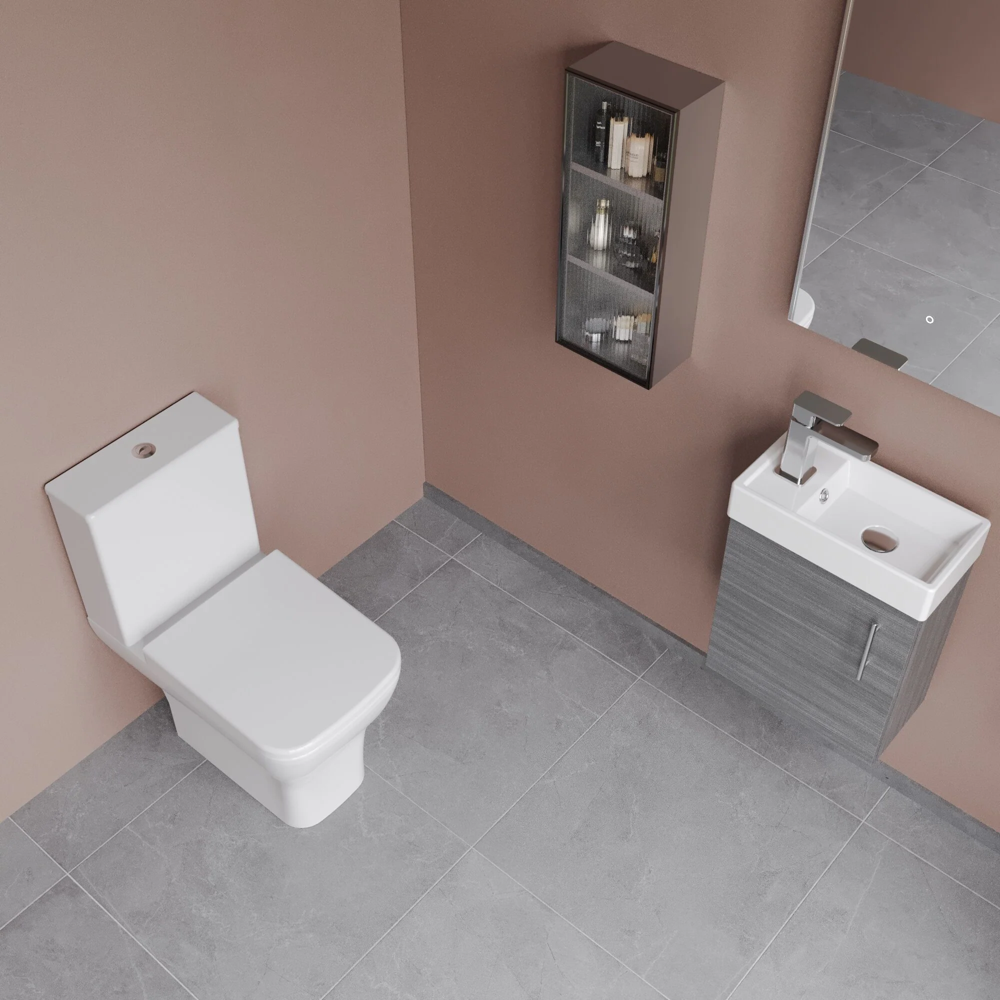 Freehay Wall Hung Cloakroom Set, Vanity Basin Unit, Toilet Pan, Cistern, Seat & Mini Basin Tap - Image 10