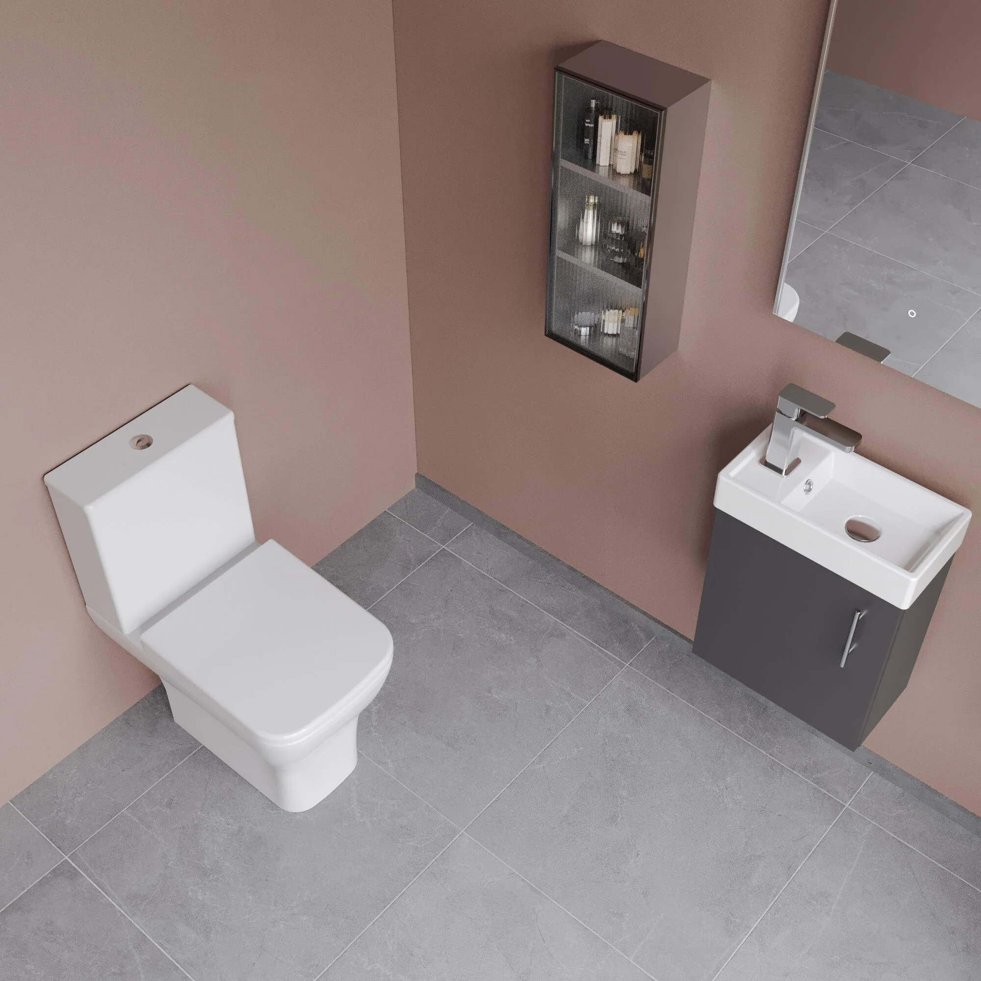 Freehay Wall Hung Cloakroom Set, Vanity Basin Unit, Toilet Pan, Cistern, Seat & Mini Basin Tap - Image 12