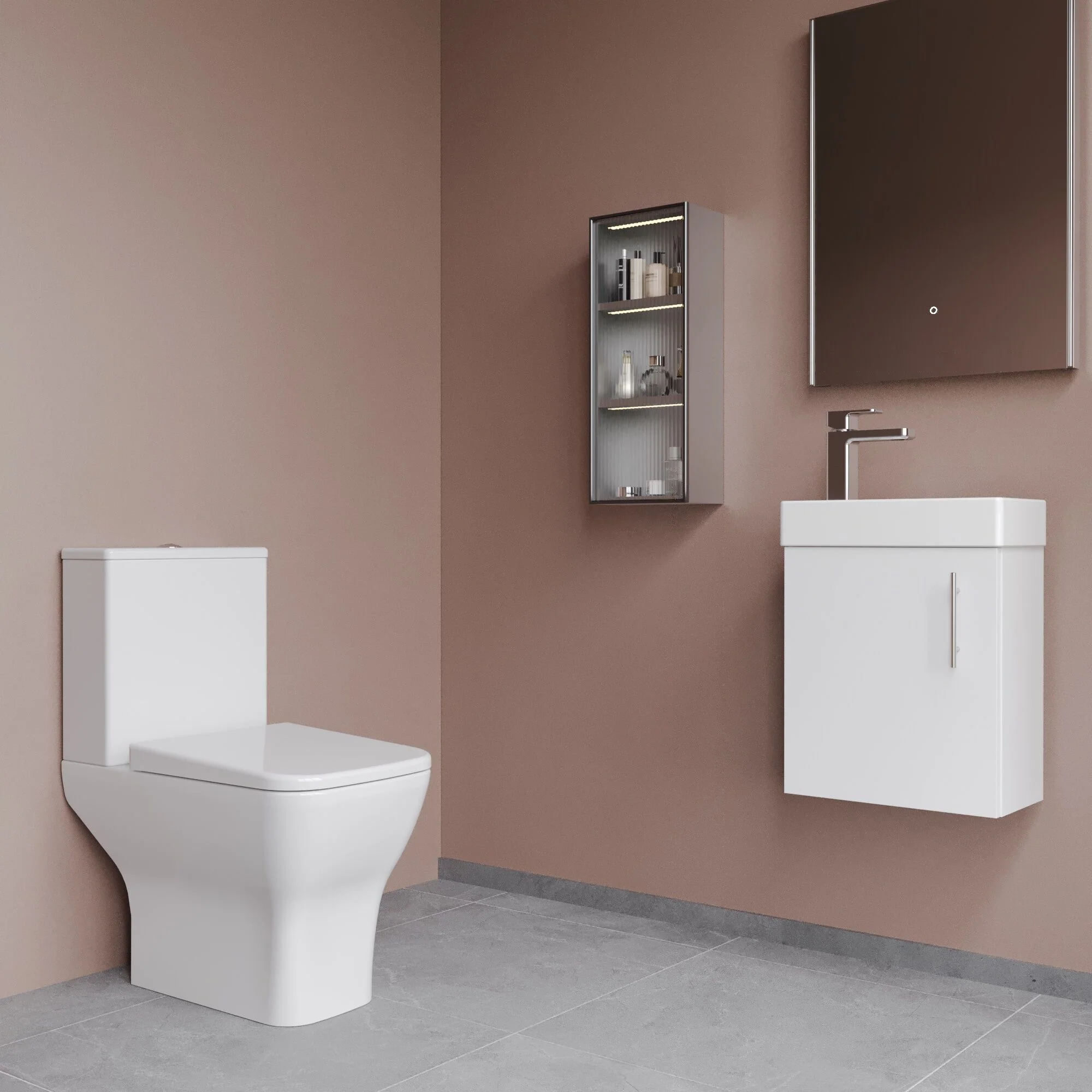 Freehay Wall Hung Cloakroom Set, Vanity Basin Unit, Toilet Pan, Cistern, Seat & Mini Basin Tap - Image 13