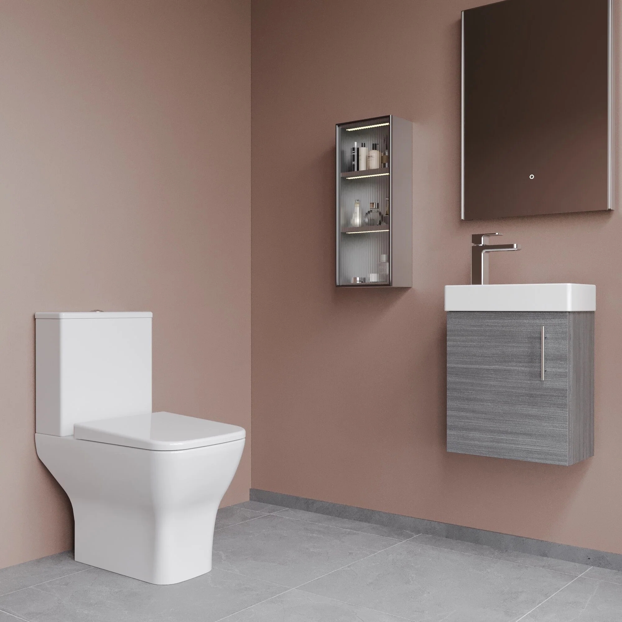 Freehay Wall Hung Cloakroom Set, Vanity Basin Unit, Toilet Pan, Cistern, Seat & Mini Basin Tap - Image 14