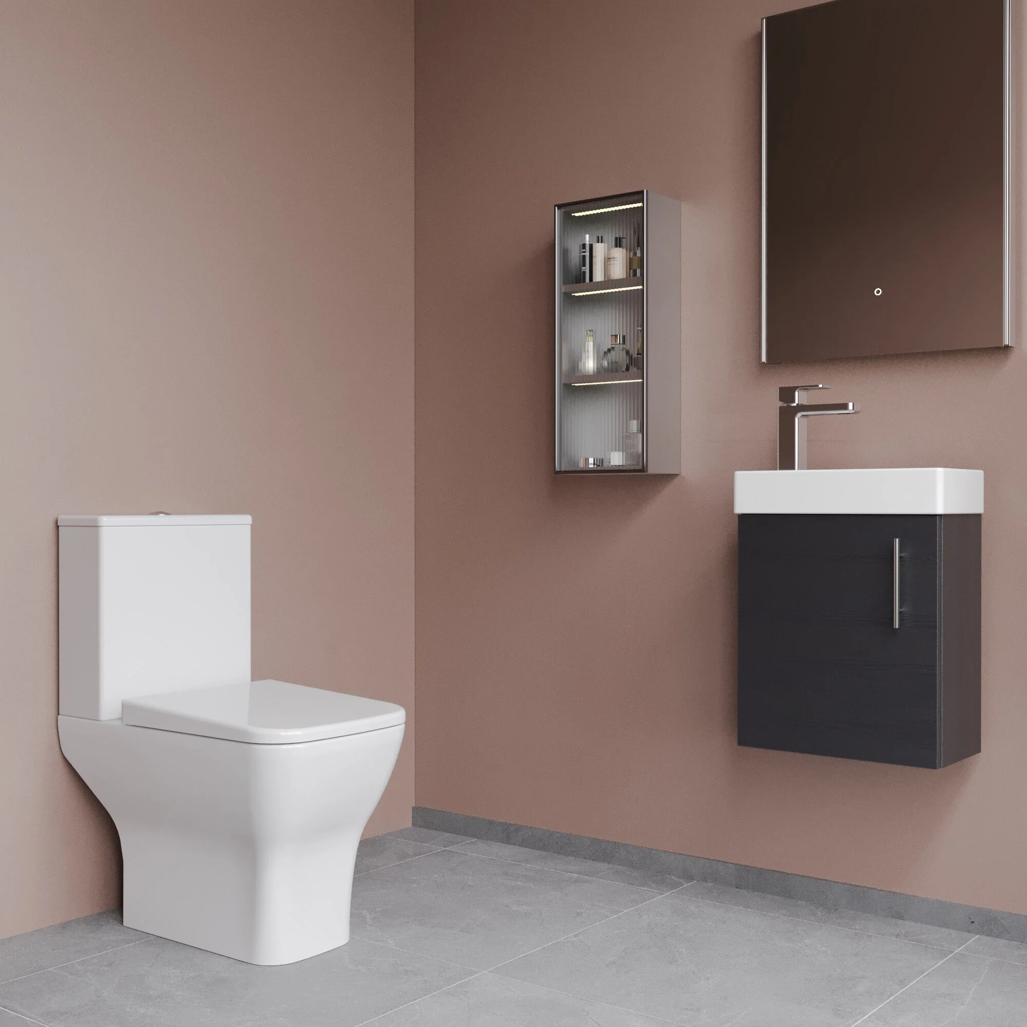 Freehay Wall Hung Cloakroom Set, Vanity Basin Unit, Toilet Pan, Cistern, Seat & Mini Basin Tap - Image 15