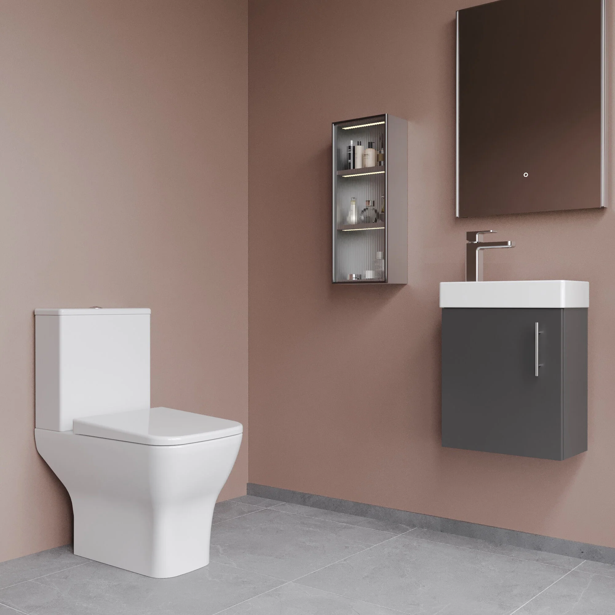 Freehay Wall Hung Cloakroom Set, Vanity Basin Unit, Toilet Pan, Cistern, Seat & Mini Basin Tap - Image 16