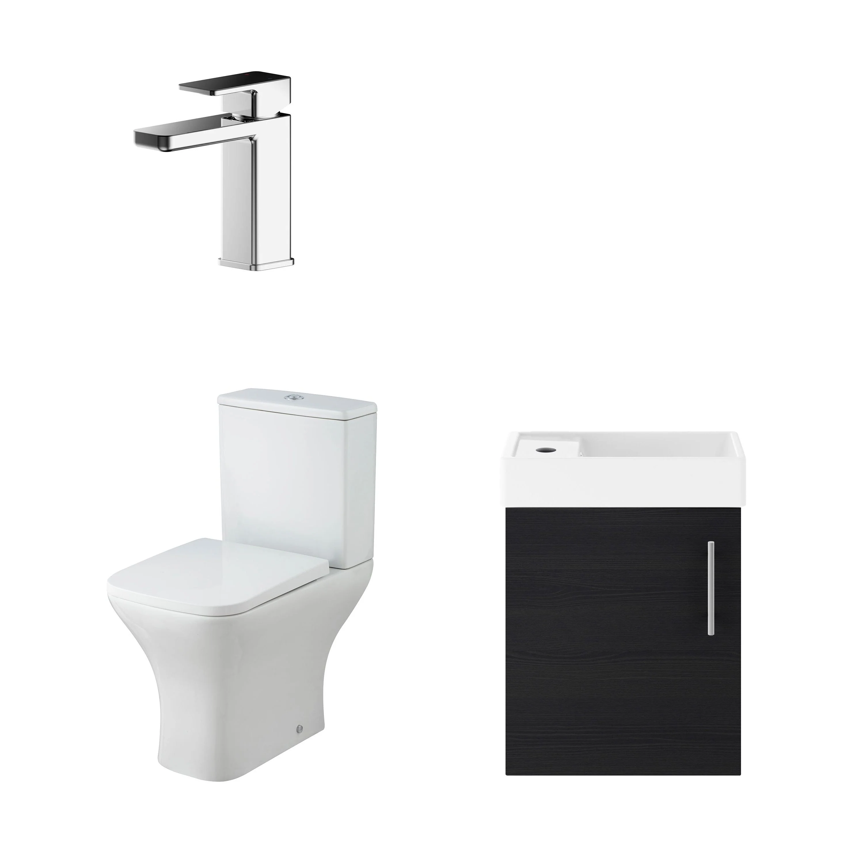 Freehay Wall Hung Cloakroom Set, Vanity Basin Unit, Toilet Pan, Cistern, Seat & Mini Basin Tap - Image 19