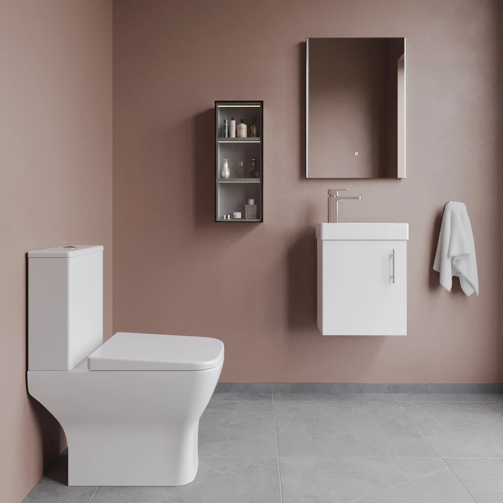 Freehay Wall Hung Cloakroom Set, Vanity Basin Unit, Toilet Pan, Cistern, Seat & Mini Basin Tap - Image 5