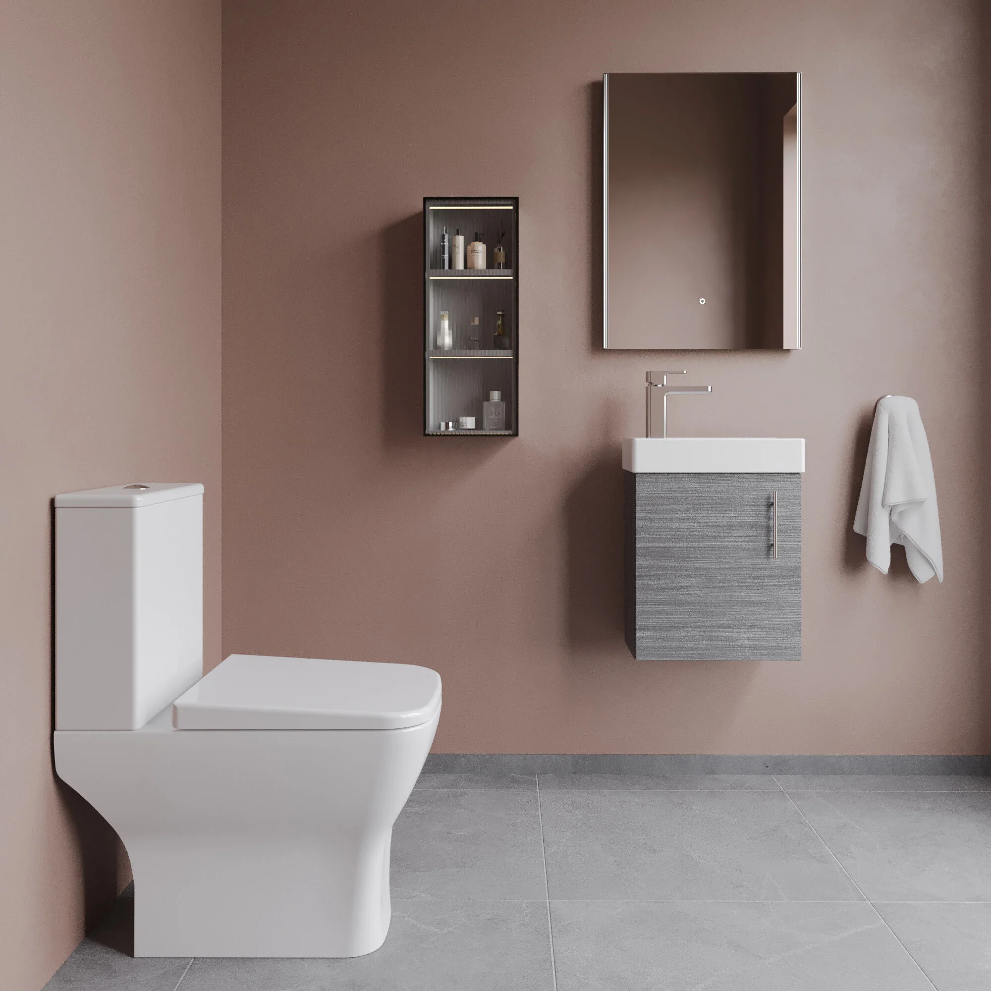 Freehay Wall Hung Cloakroom Set, Vanity Basin Unit, Toilet Pan, Cistern, Seat & Mini Basin Tap - Image 6