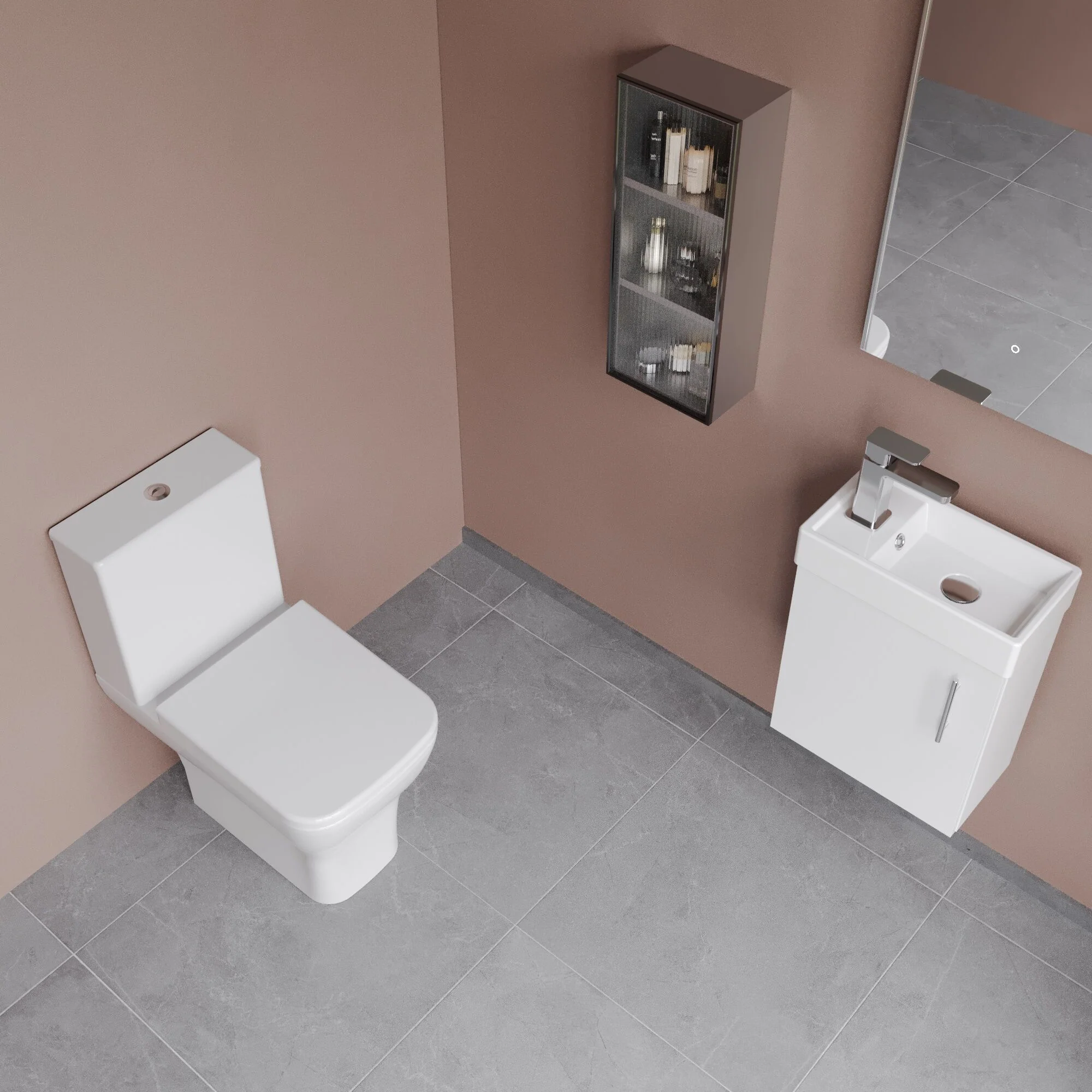 Freehay Wall Hung Cloakroom Set, Vanity Basin Unit, Toilet Pan, Cistern, Seat & Mini Basin Tap - Image 9