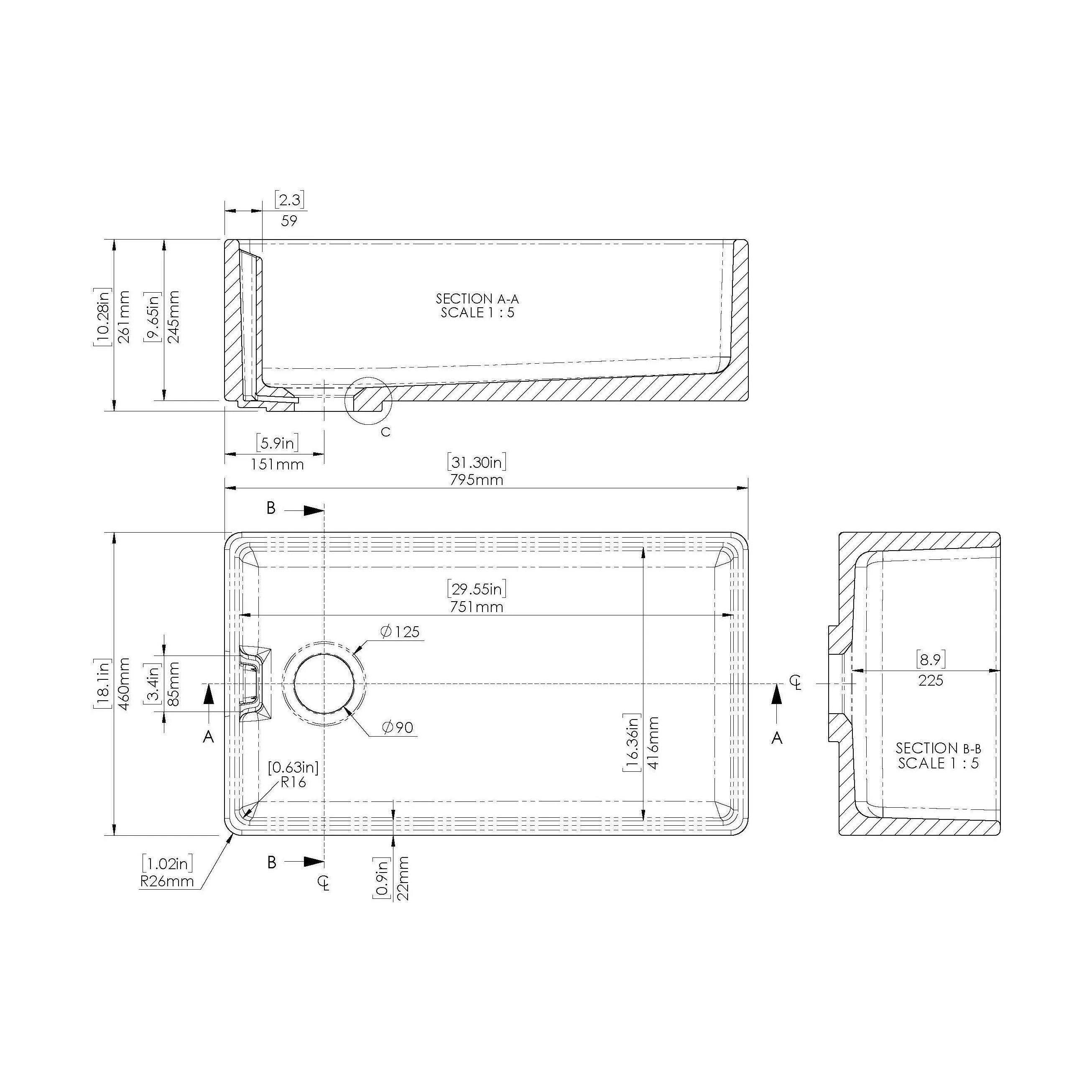 Single Bowl Fireclay Ceramic Belfast Kitchen Sink - Multiple Sizes Available - Image 17