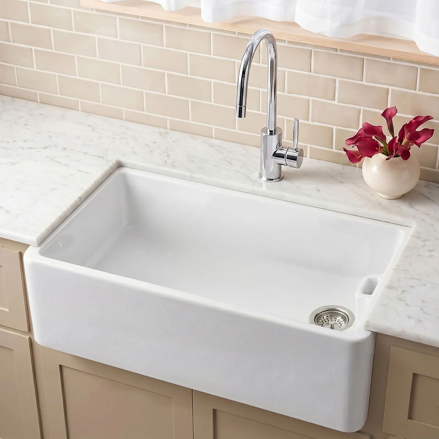 Single Bowl Fireclay Ceramic Belfast Kitchen Sink - Multiple Sizes Available - Image 3